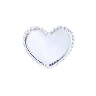 Karaca Rory Heart Cake Plate, Glass, 18 cm