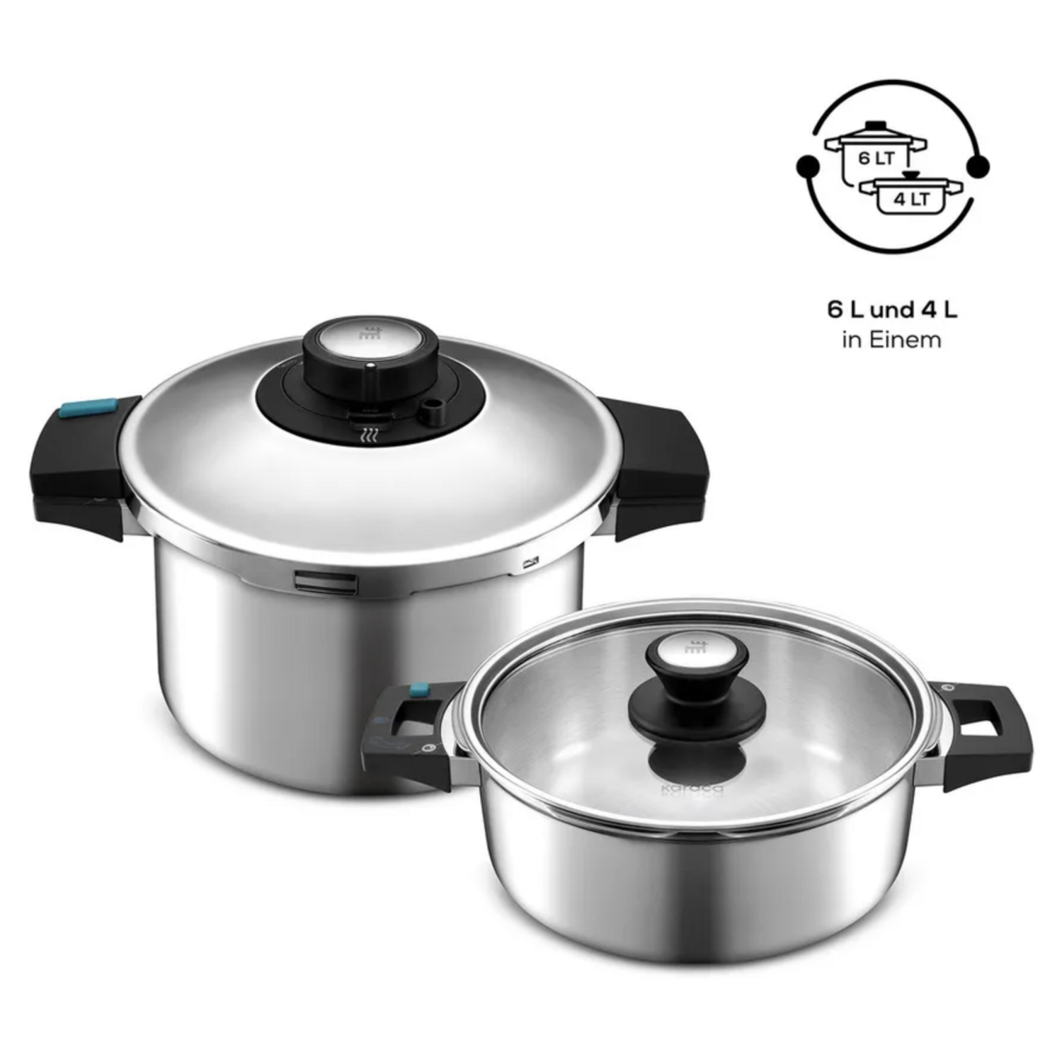 Karaca Snelkookpot Set 4+6 Lt Karaca Snelkookpot Set 4+6 Lt