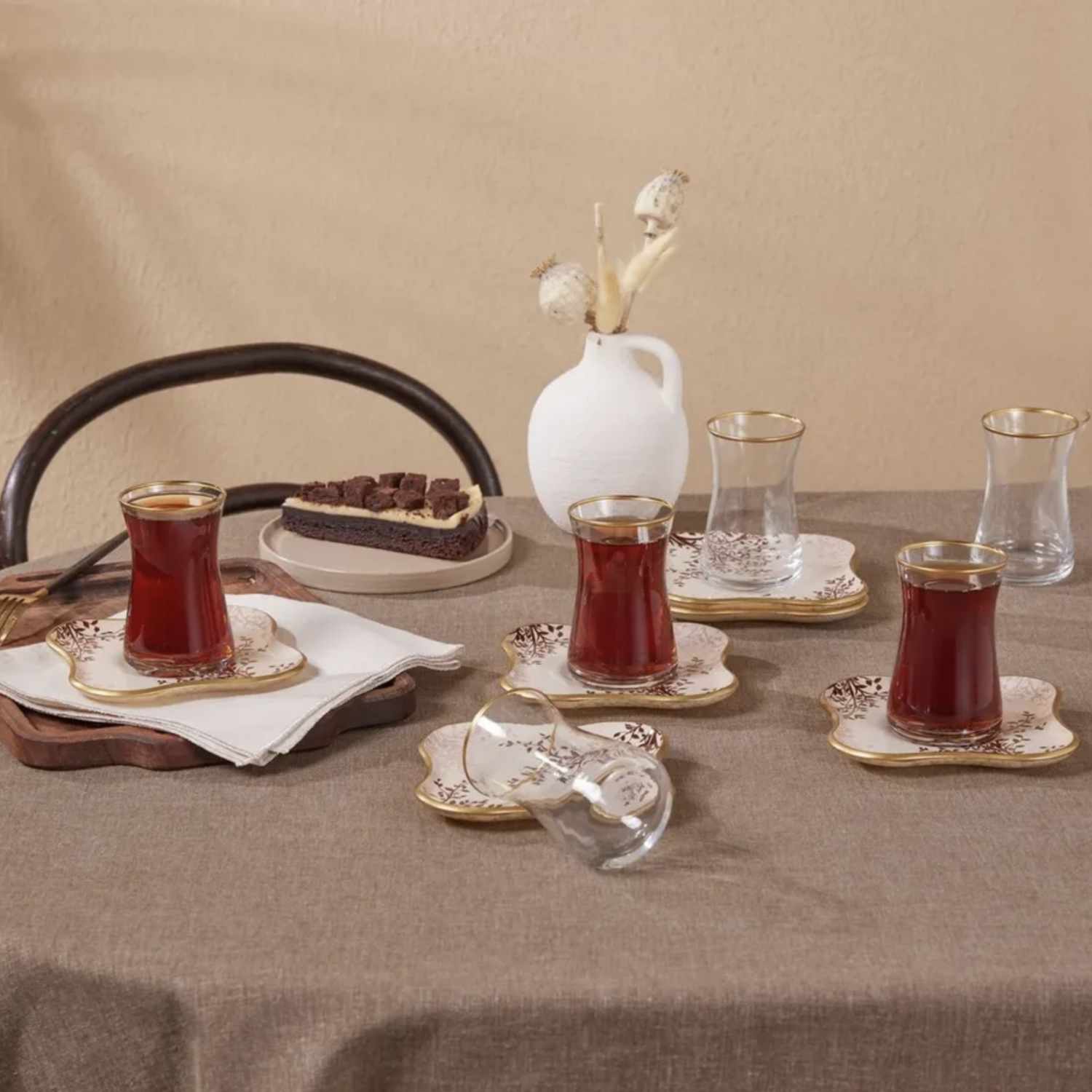 Karaca leaf Thee Set voor 6 Personen, 12 Stuks