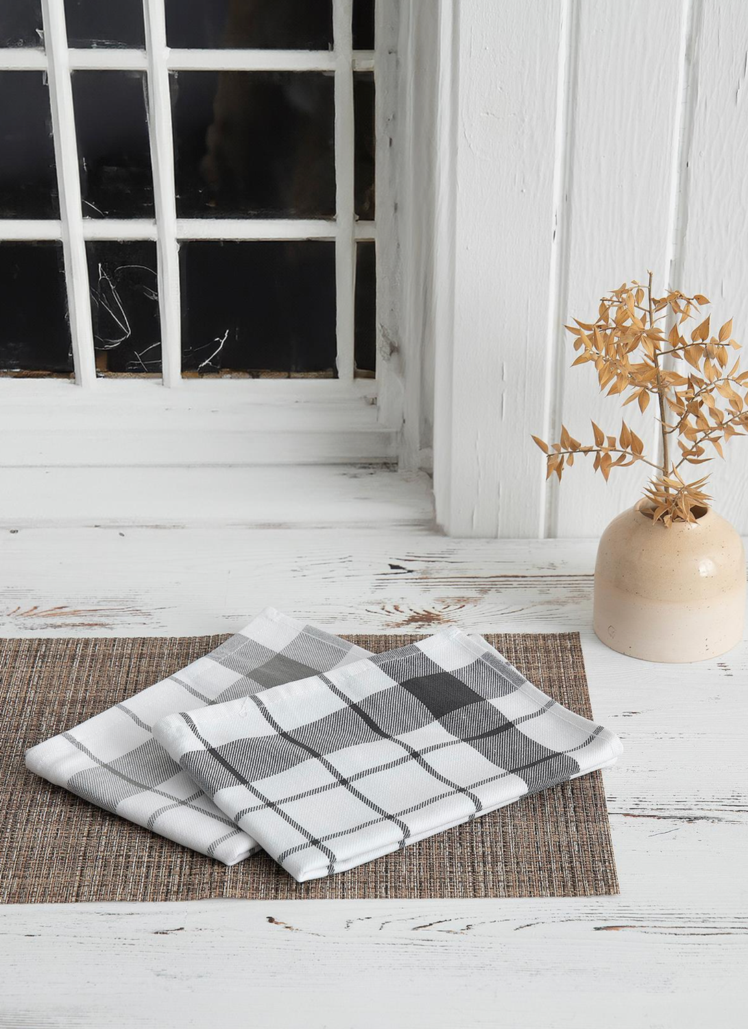 Green Black Esila 2-Piece Drying Cloth 100% Cotton Yarn Dyed Special Woven Gray-Anthracite 45X65 Cm