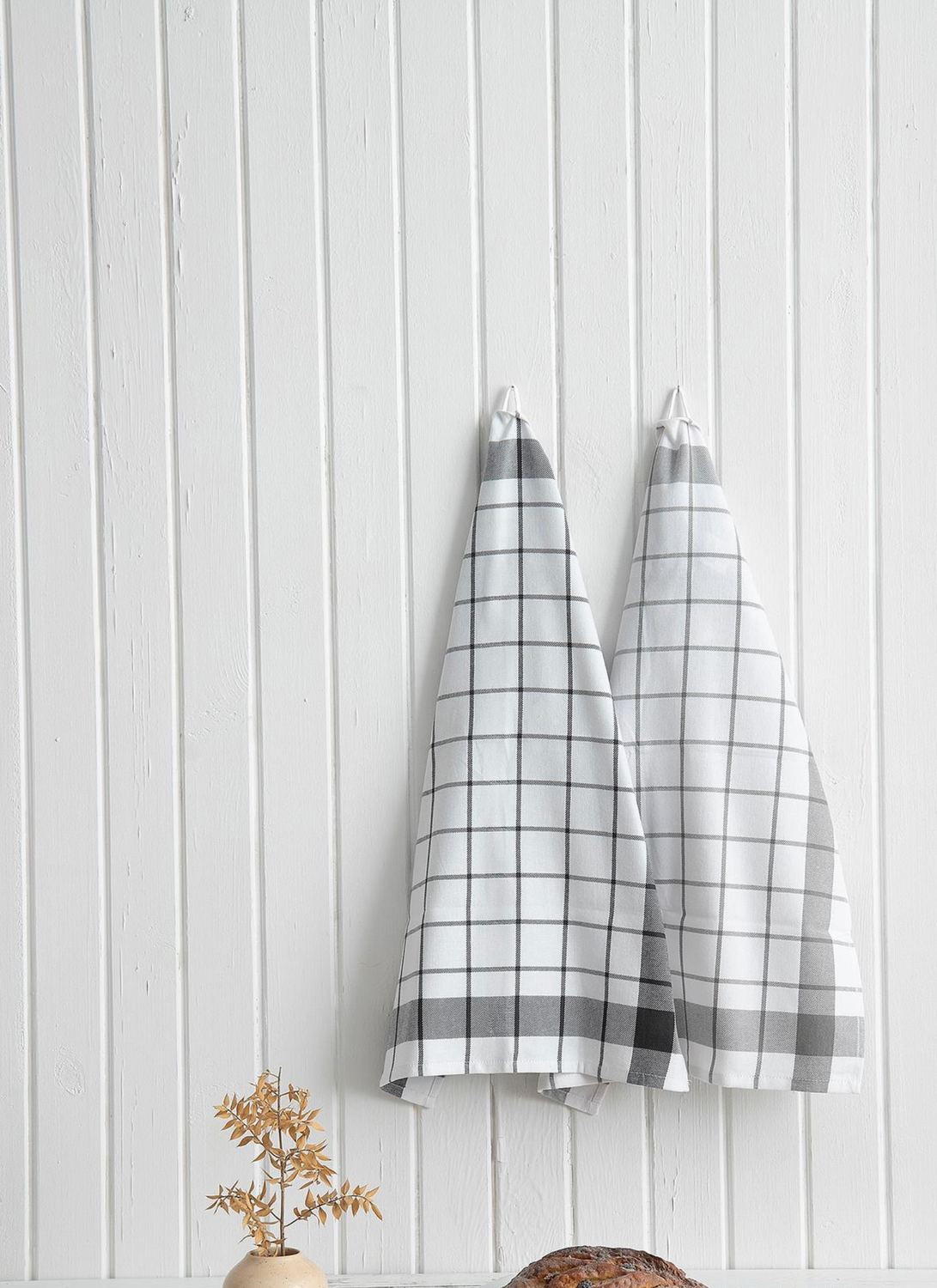 Green Black Esila 2-Piece Drying Cloth 100% Cotton Yarn Dyed Special Woven Gray-Anthracite 45X65 Cm