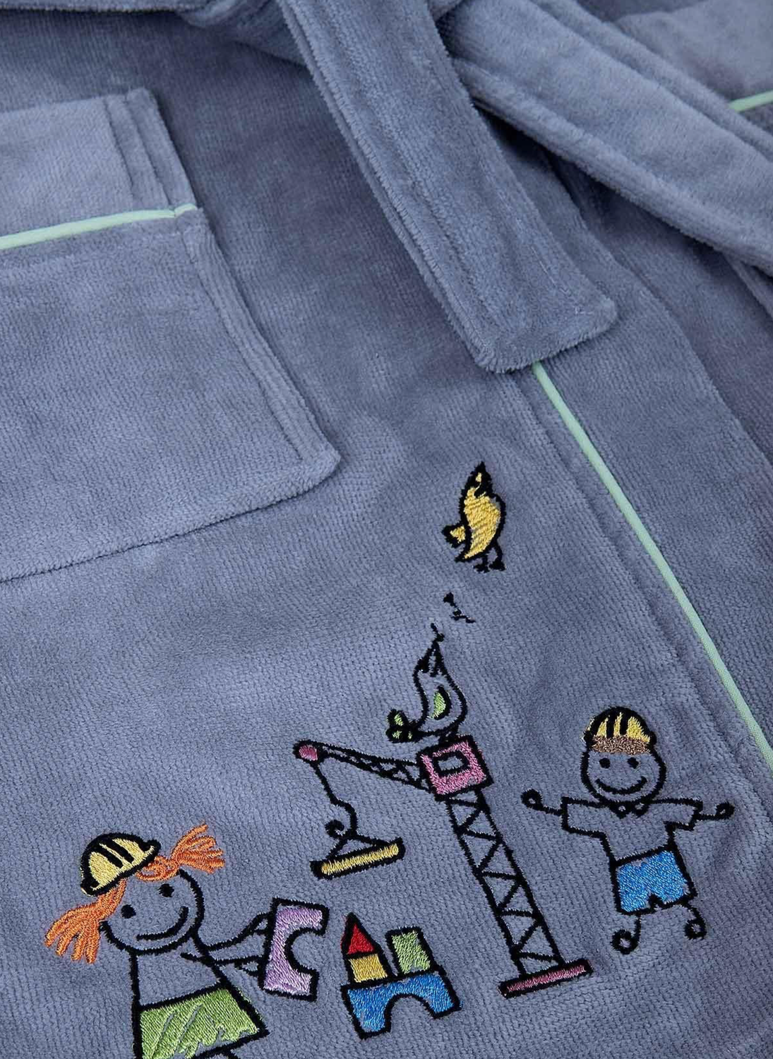 Ecocotton Carnaval Unisex Children&#39;s Bathrobe 100% Organic Cotton Embroidered Gray
