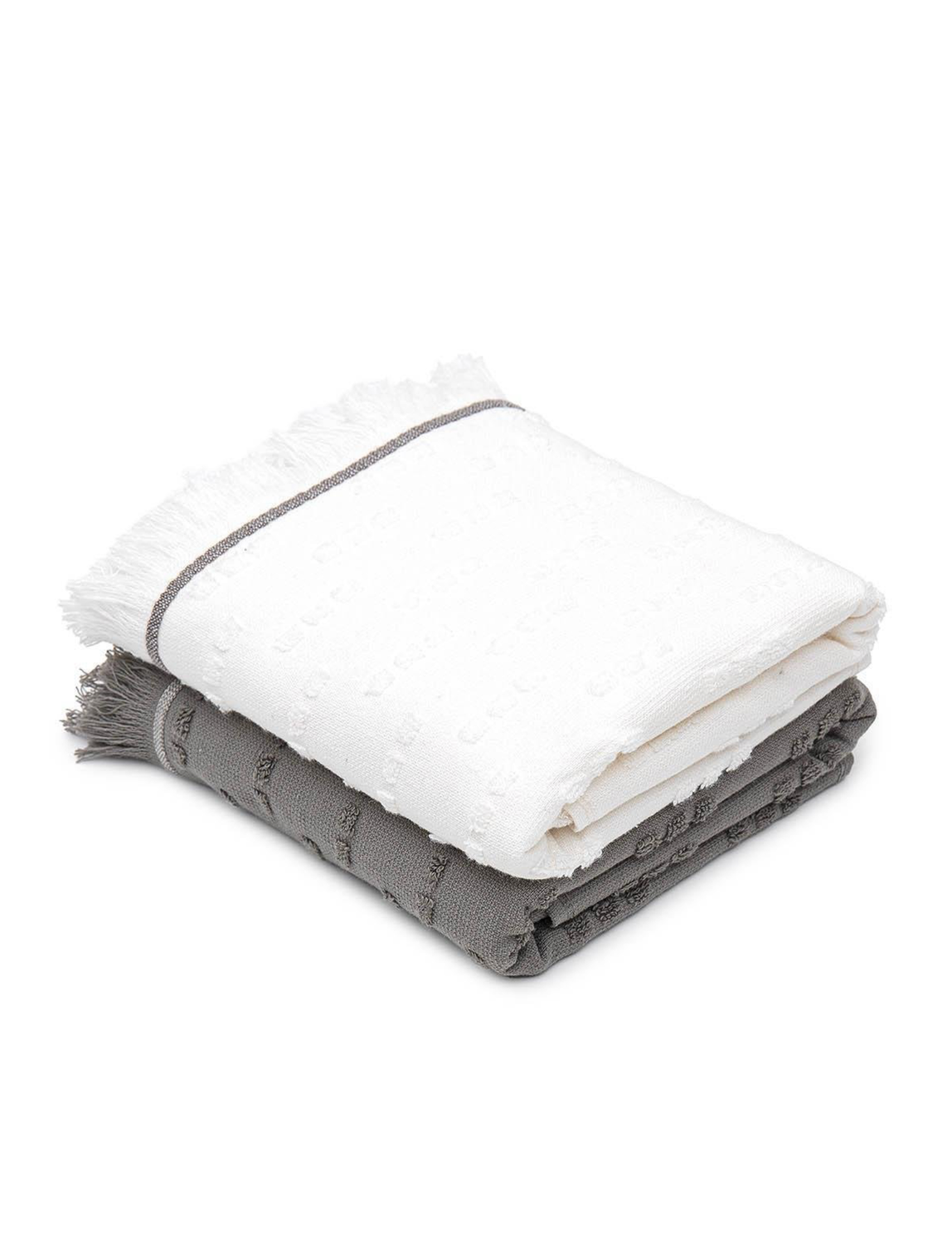 Green Black Pera 2-Piece Kitchen Towel 100% Cotton Cream-Anthracite 50X70 Cm