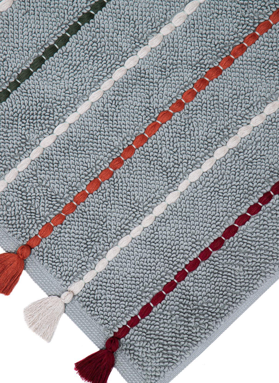 Ecocotton Katari Bath Mat 100% Cotton Hand Embroidered Green 50x80 Cm