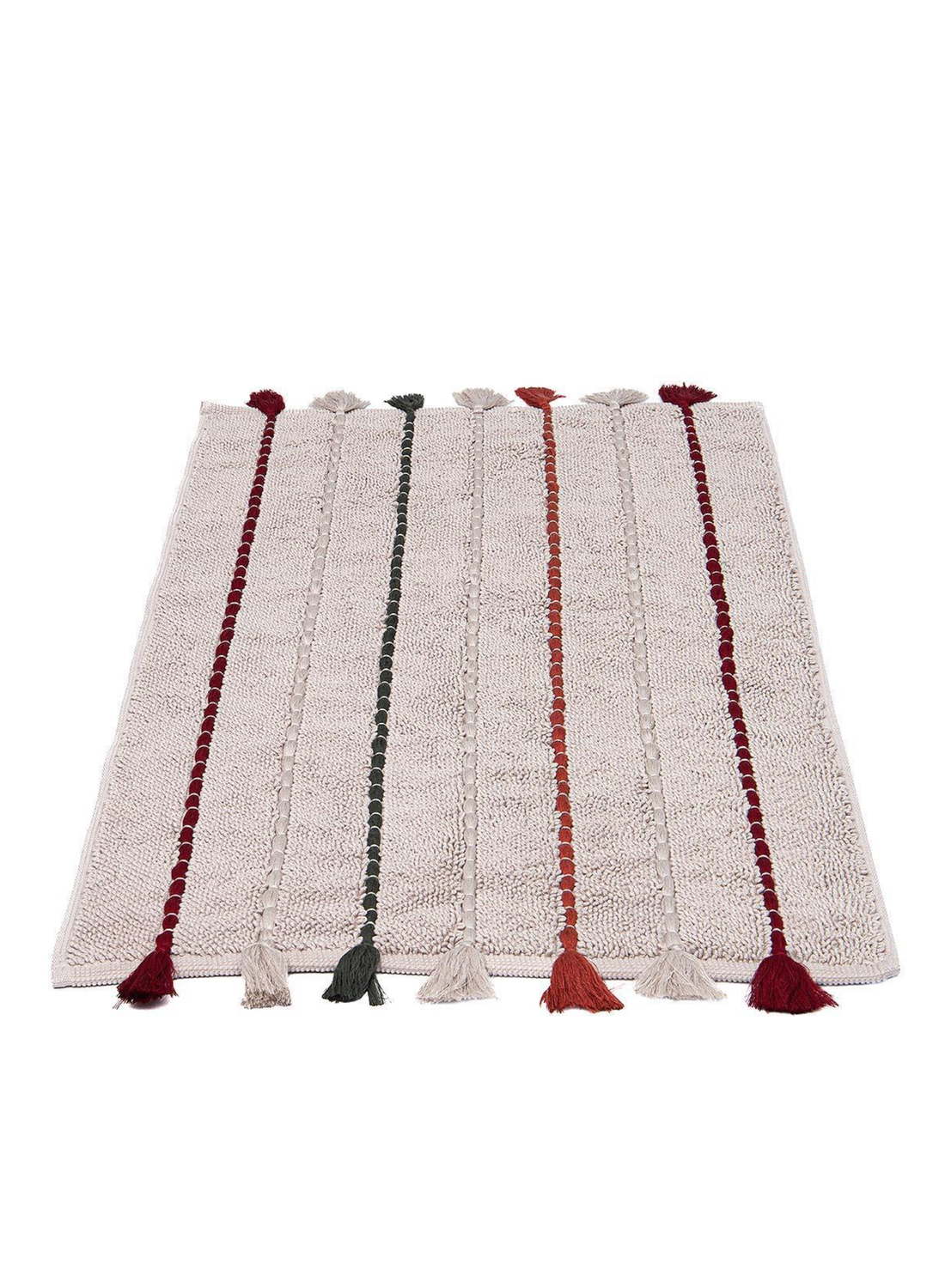 Ecocotton Katari Bath Mat 100% Cotton Hand Embroidered Beige 50x80 Cm