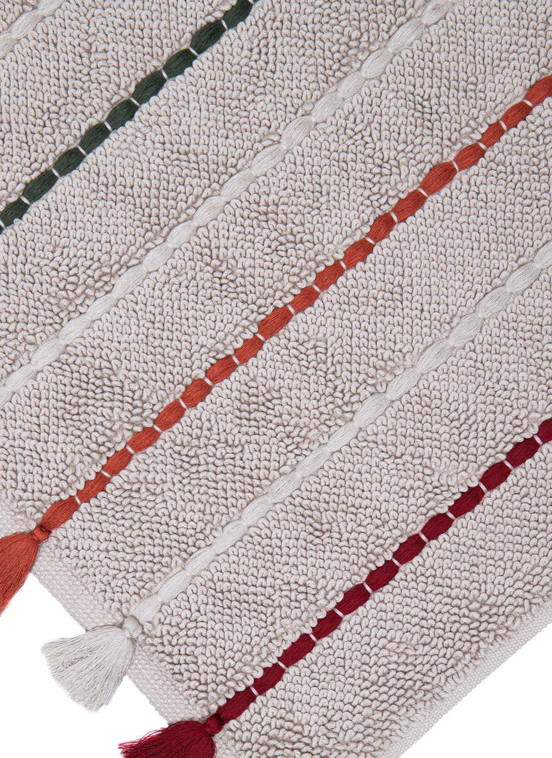 Ecocotton Katari Bath Mat 100% Cotton Hand Embroidered Beige 50x80 Cm