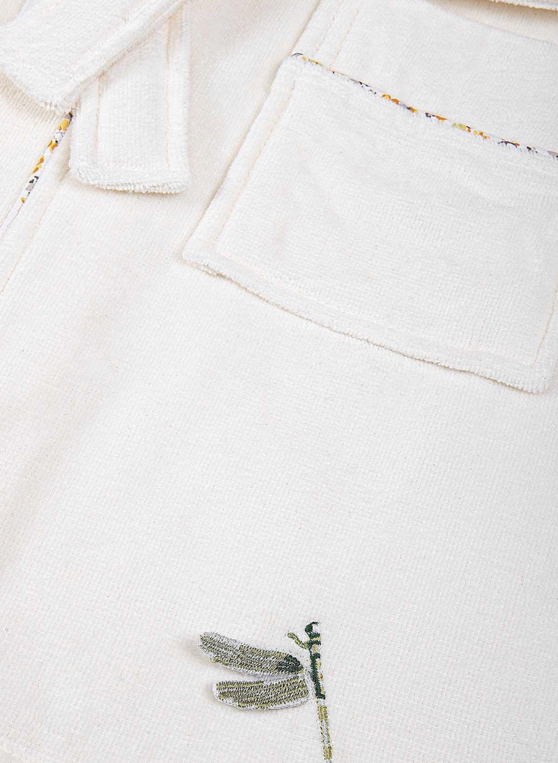 Ecocotton Nina Girl&#39;s Bathrobe 100% Organic Cotton Embroidered Cream-Yellow