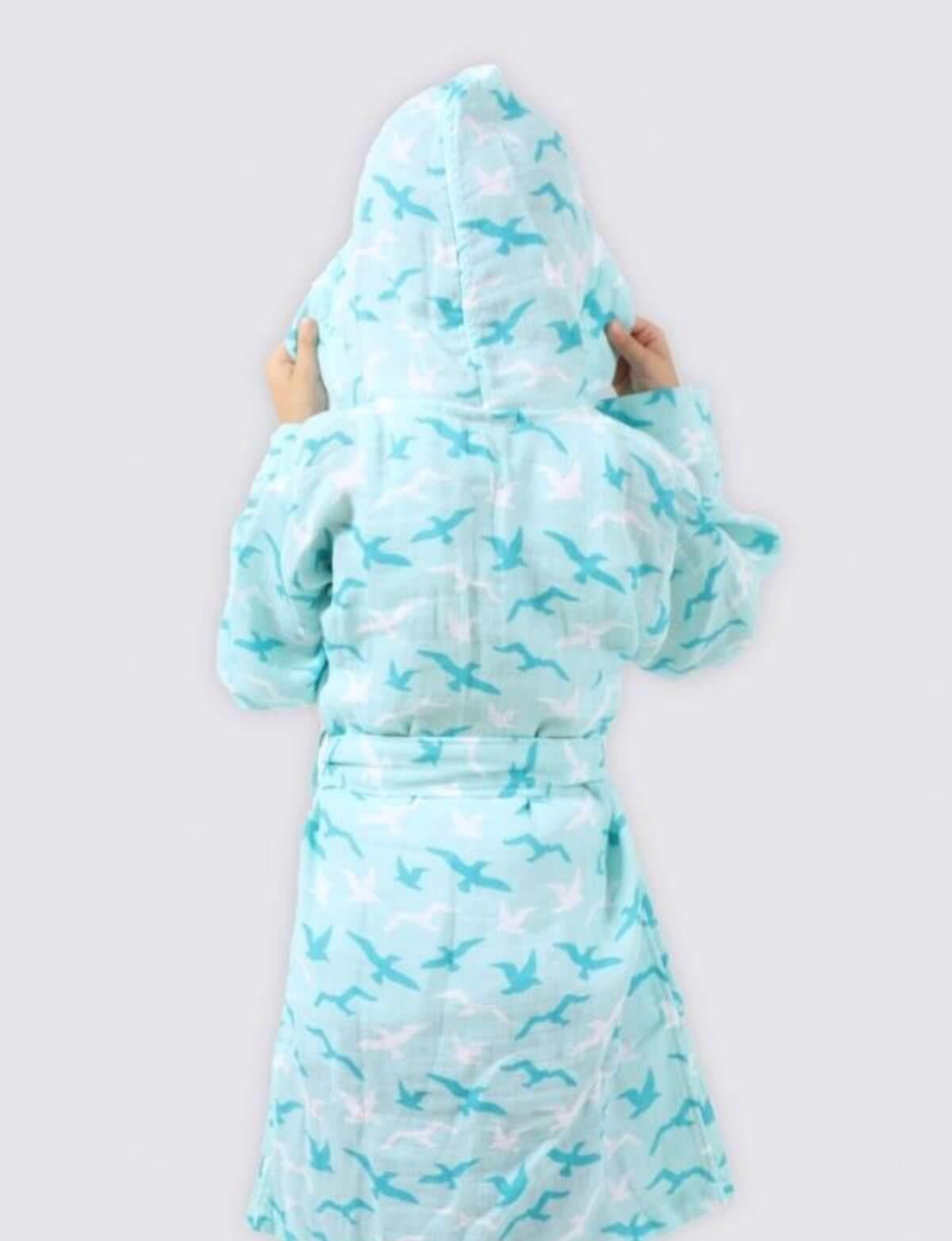 Ecocotton Turna Boys&#39; Bathrobe 100% Organic Cotton Muslin Printed Turquoise Turquoise 1-2 Years