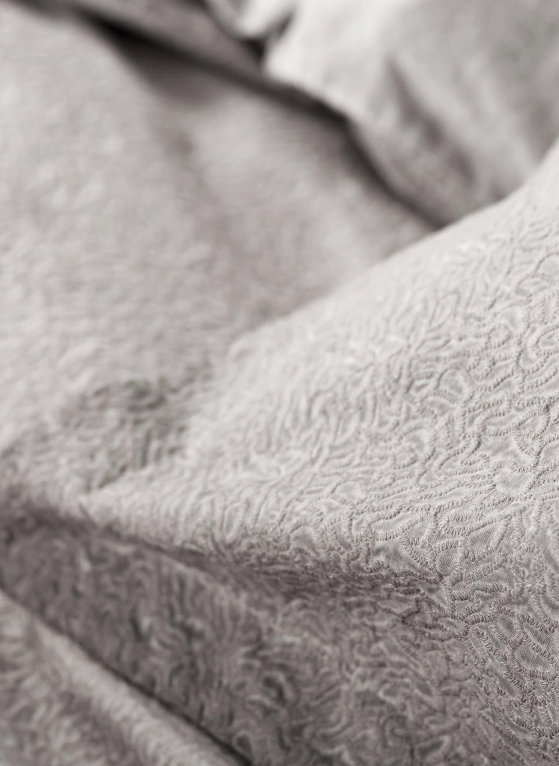 Ecocotton Larren Duvet Cover Set 100% Organic Cotton Satin Brocaded Gray 240x220 Cm