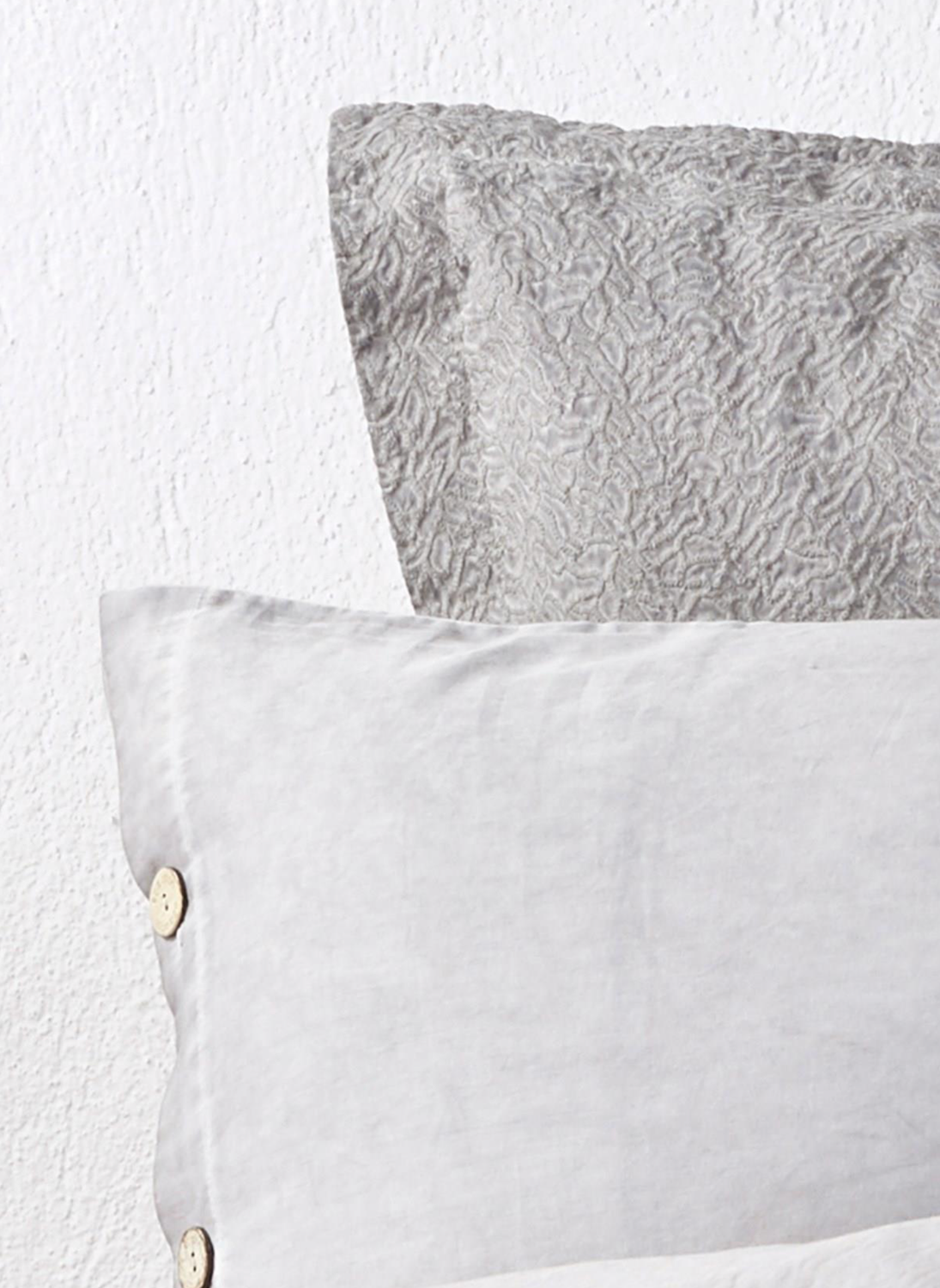 Ecocotton Larren Duvet Cover Set 100% Organic Cotton Satin Brocaded Gray 240x220 Cm