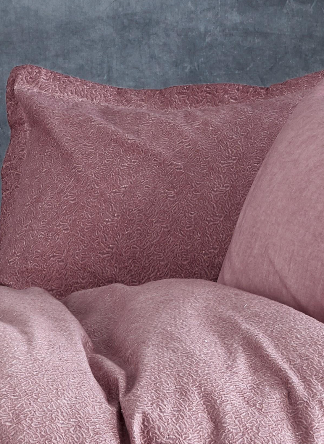 Ecocotton Larren Duvet Cover Set 100% Organic Cotton Satin Brocaded Powder 240x220 Cm