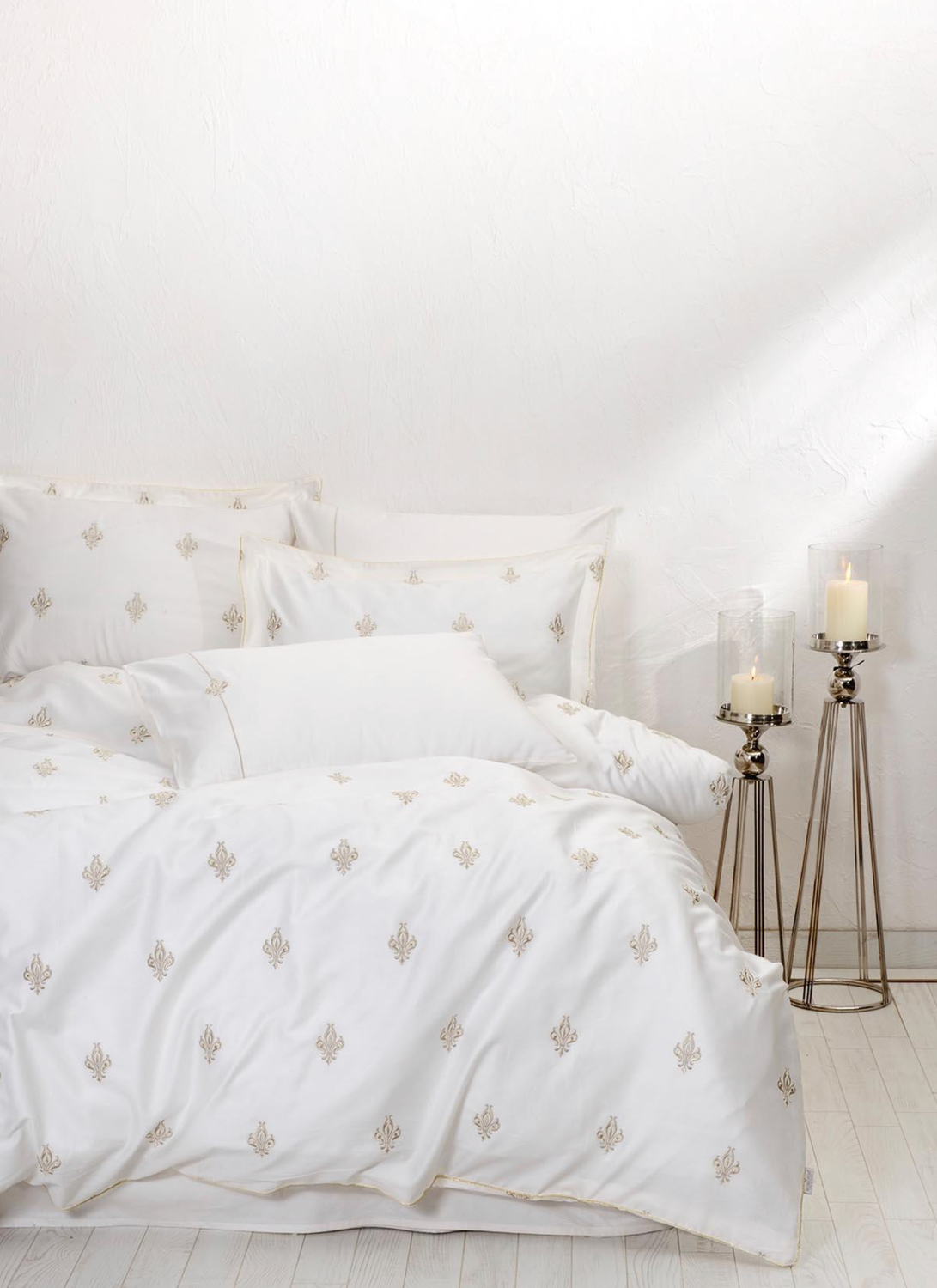Ecocotton Aslışah Duvet Cover Set 100% Organic Cotton Satin Embroidered White 240x220 Cm