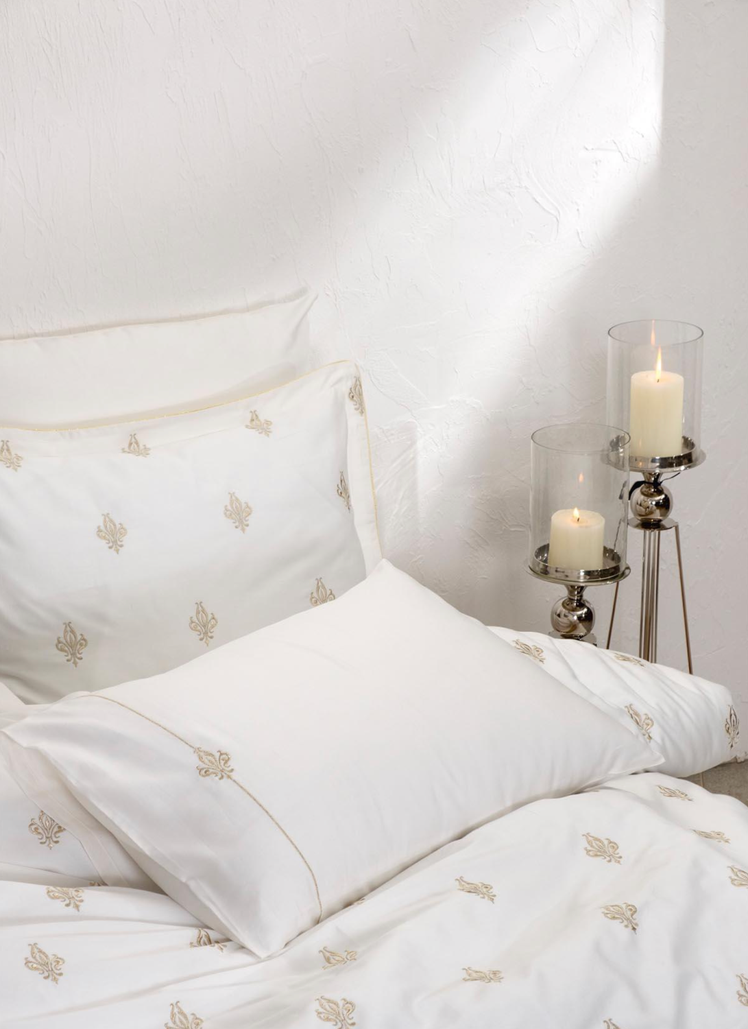 Ecocotton Aslışah Duvet Cover Set 100% Organic Cotton Satin Embroidered White 240x220 Cm