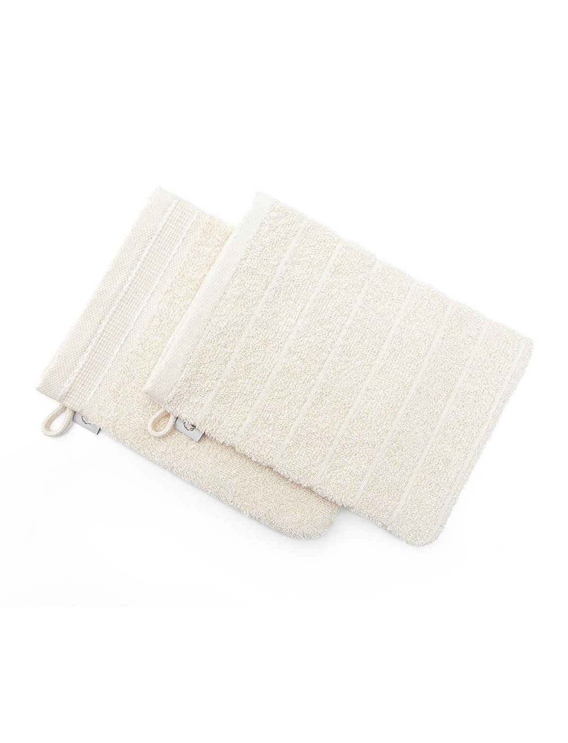 Ecocotton Washcloth 100% Cotton Set of 2 Striped-Close Edge Cream 15x20 cm