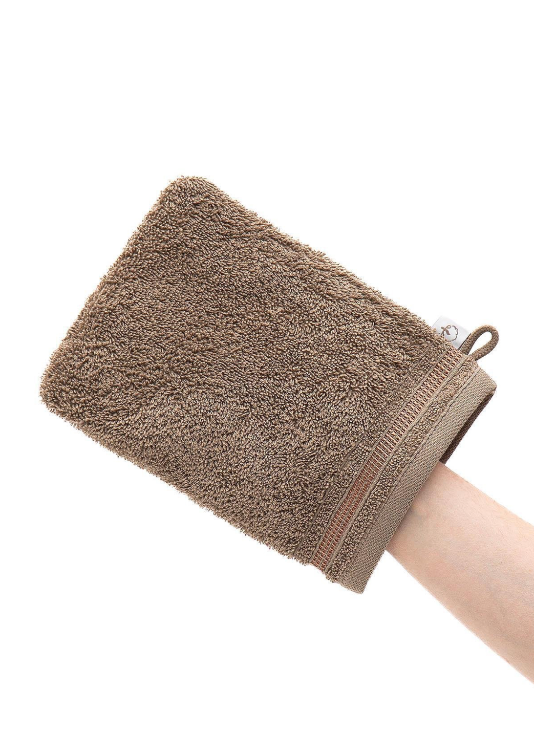 Ecocotton Washcloth 100% Cotton Set of 2 with Flush Border - Anthracite/Dark Beige 15x20cm