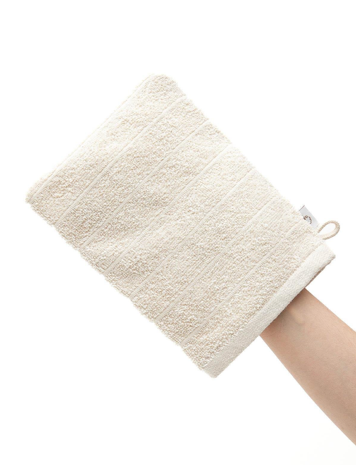 Ecocotton Washcloth 100% Cotton Set of 2 Striped-Close Edge Cream 15x20 cm