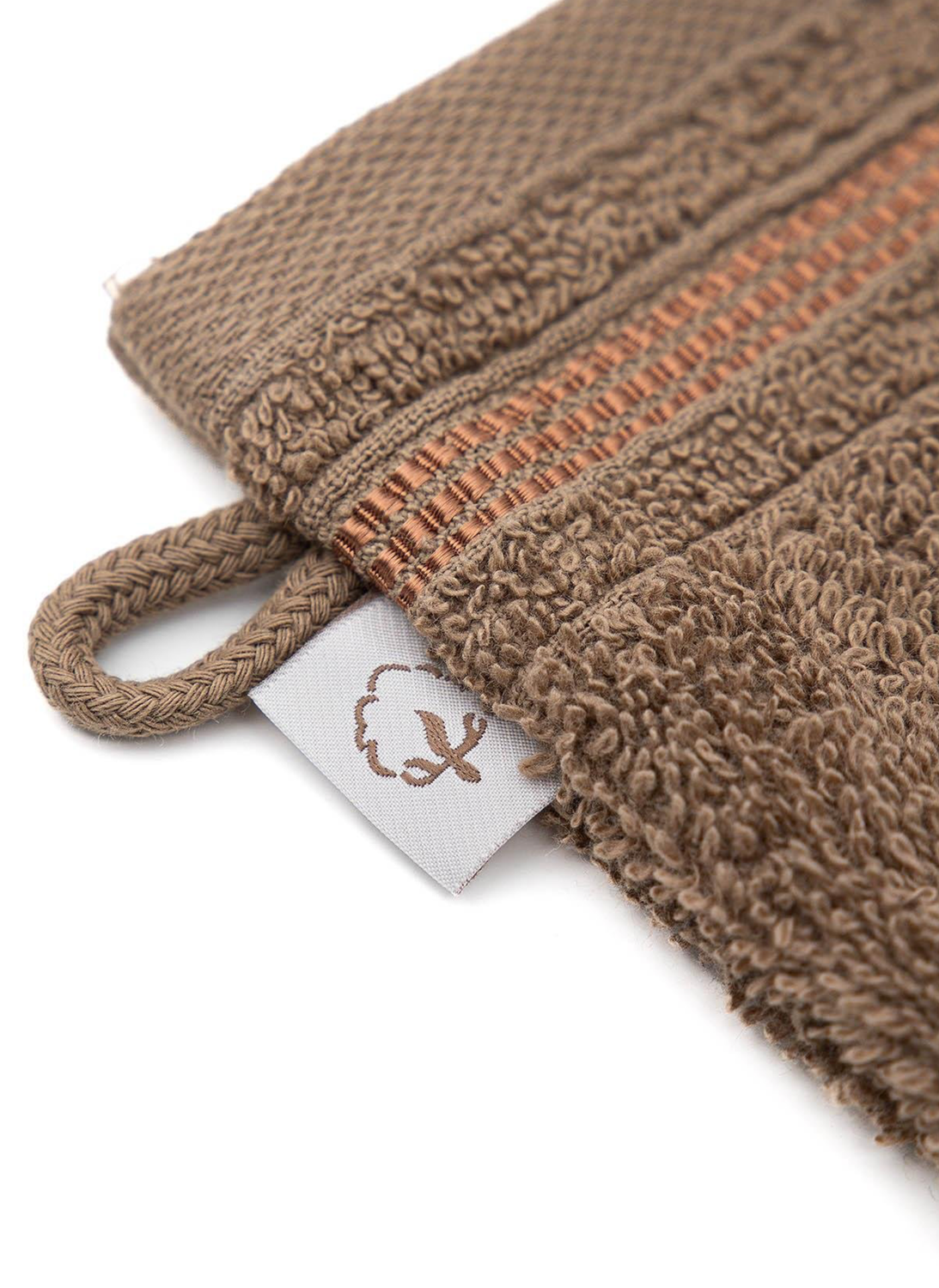 Ecocotton Washcloth 100% Cotton Set of 2 with Flush Border - Anthracite/Dark Beige 15x20cm