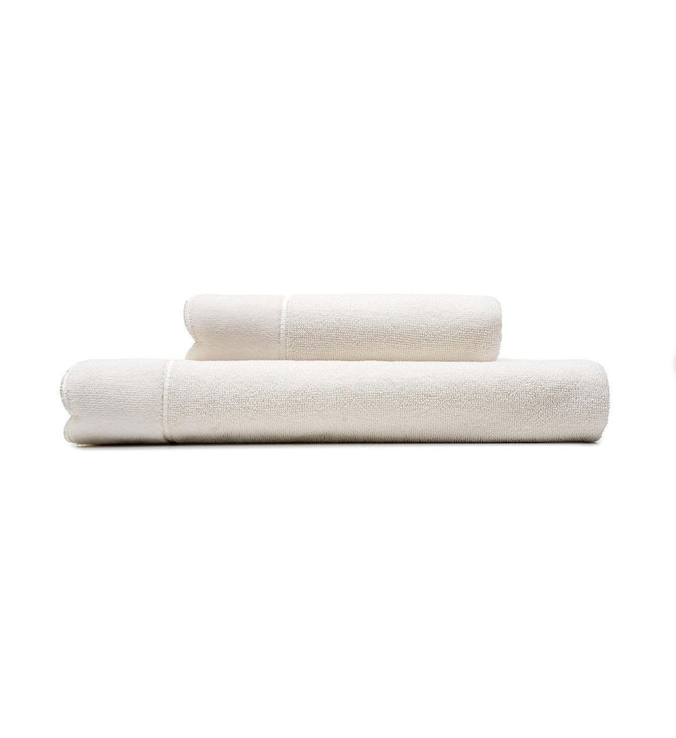 Ecocotton Arven 2-delige handdoeken Set 100% biologisch katoen met golfranden crème 50x90 + 80x150 Cm Set van 2