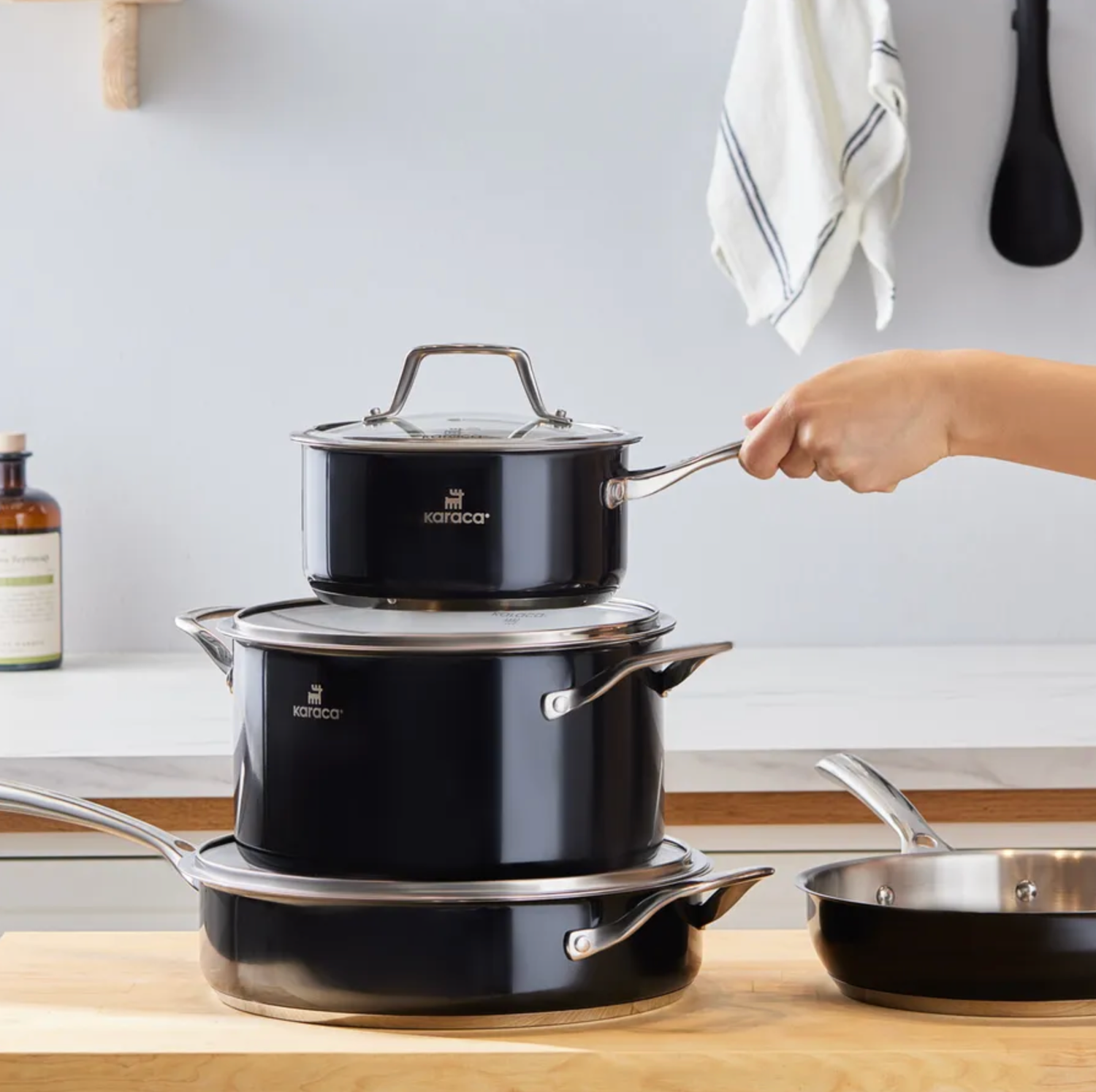 Karaca 7 Piece Stainless Steel Anthracite Cookware Set
