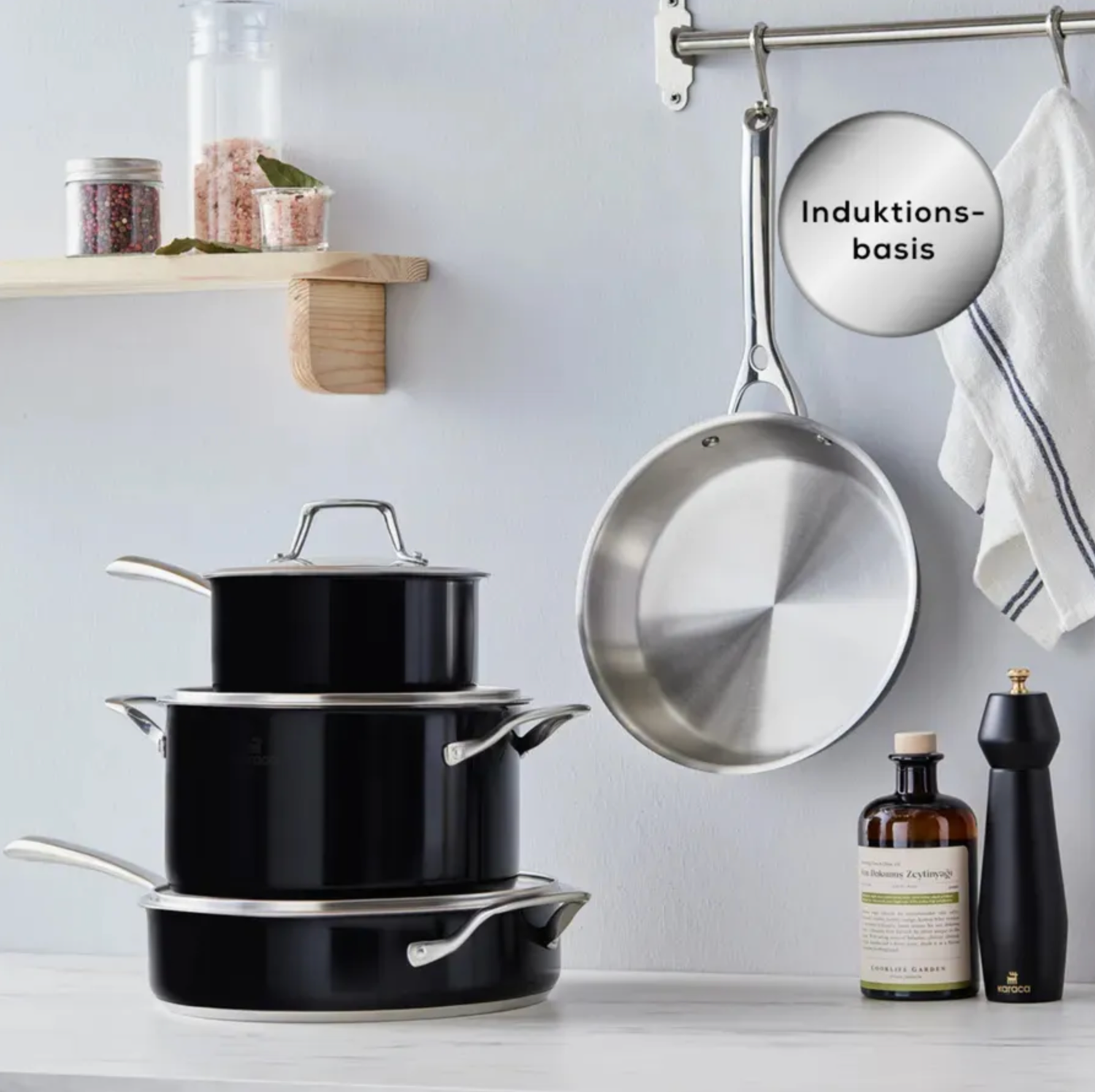 Karaca 7 Piece Stainless Steel Anthracite Cookware Set