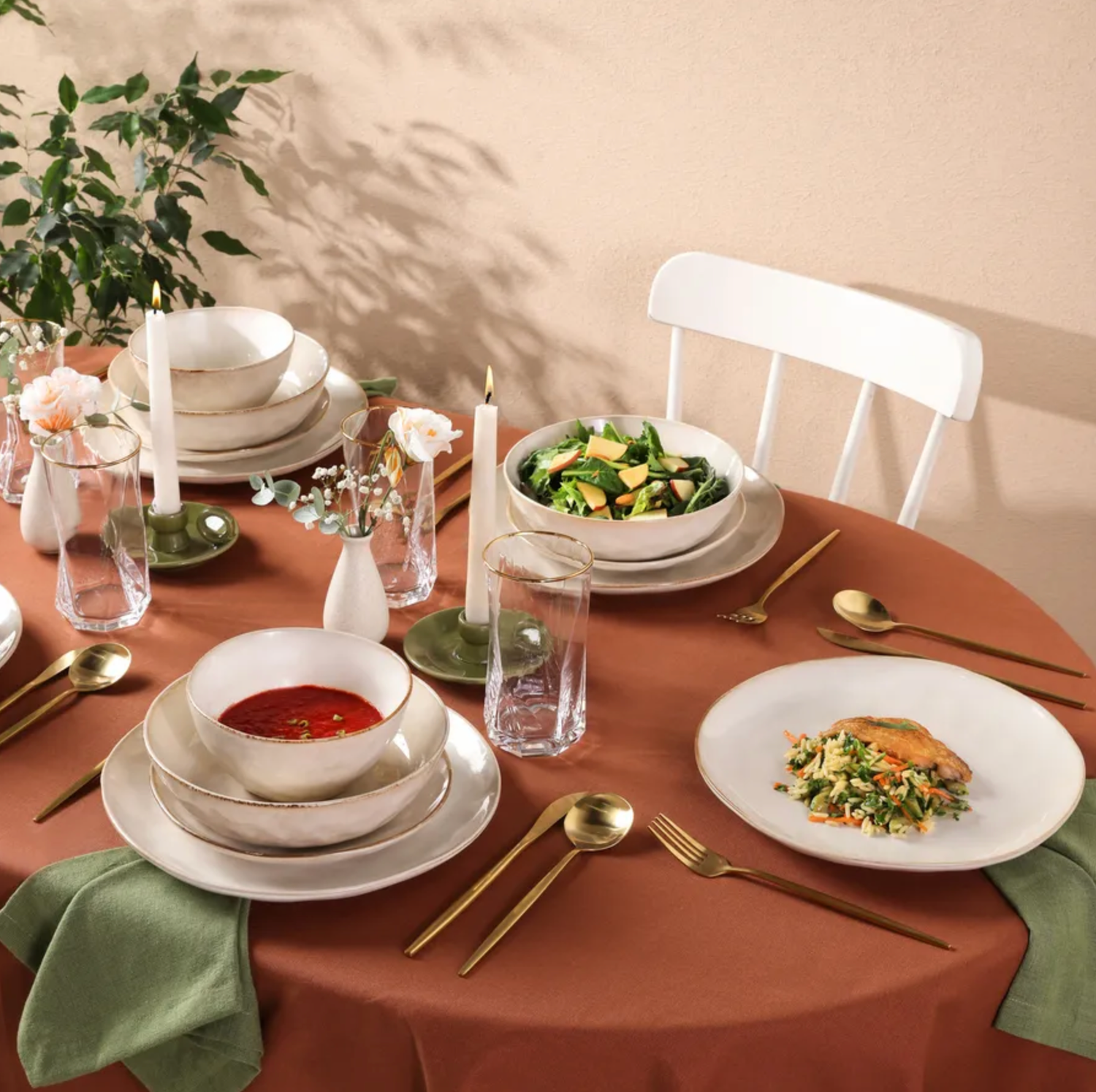 Karaca Aria Beige Reactive Dinner Set 6 Person, 24 pieces