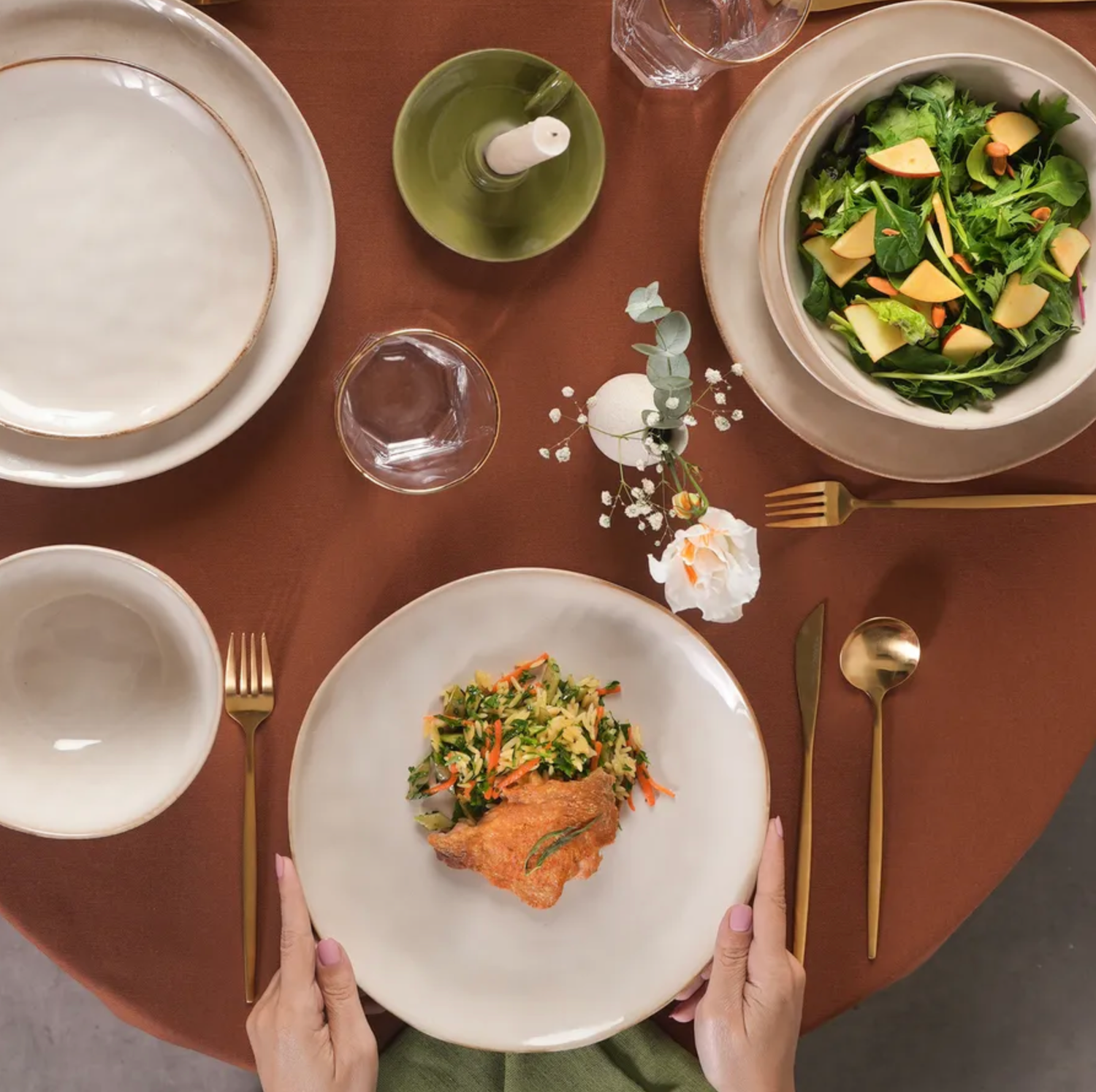 Karaca Aria Beige Reactive Dinner Set 6 Person, 24 pieces