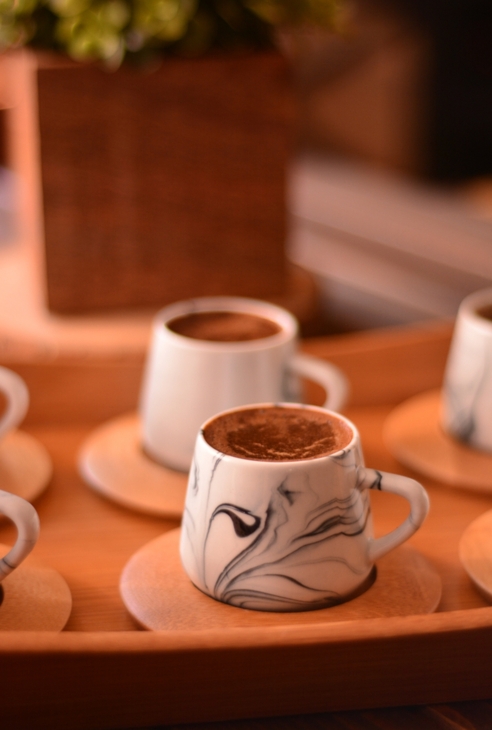 Bambum Ebru 6 Person Coffee Cup Set Blue