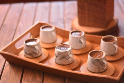 Bambum Ebru 6 Person Coffee Cup Set Blue