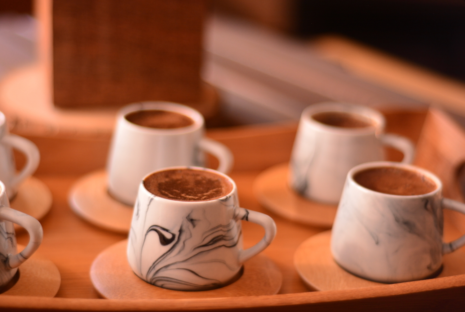 Bambum Ebru 6 Person Coffee Cup Set Blue