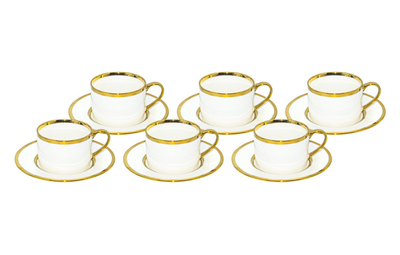 Bambum Vibe 6 Person Tea Cup Set Gold Patterned