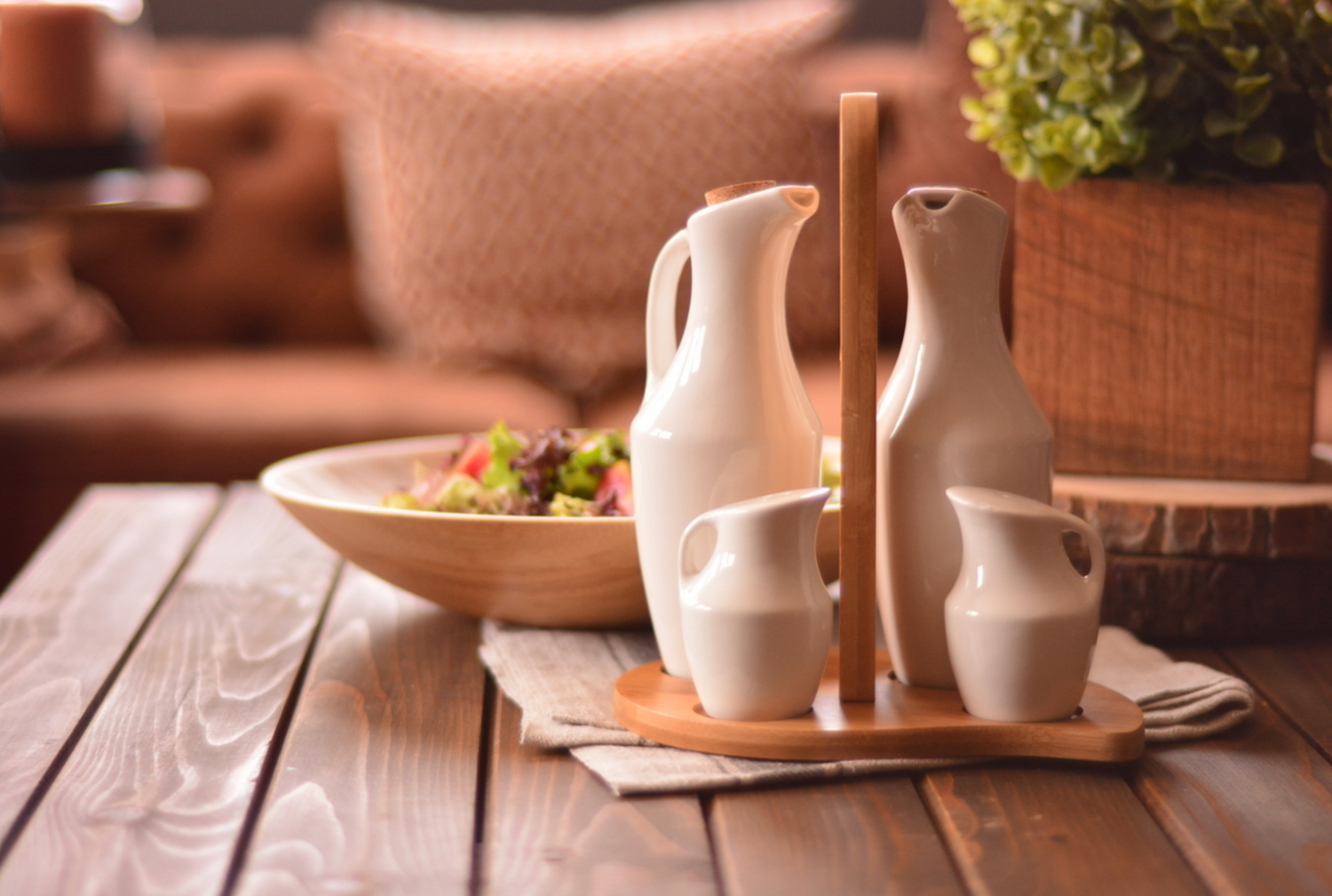 Bambum Tile Oil Holder Vinegar Holder Salt and Pepper Shaker