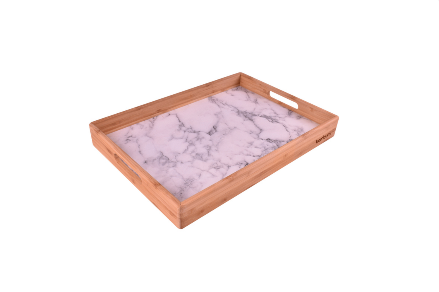 Bambum Marbella Marble Patterned Tray White Medium