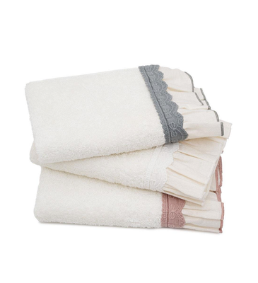 Ecocotton Alessa 3-Delige Handdoeken set 100% Biologisch Katoen crème-Poeder-Groen 30X50cm