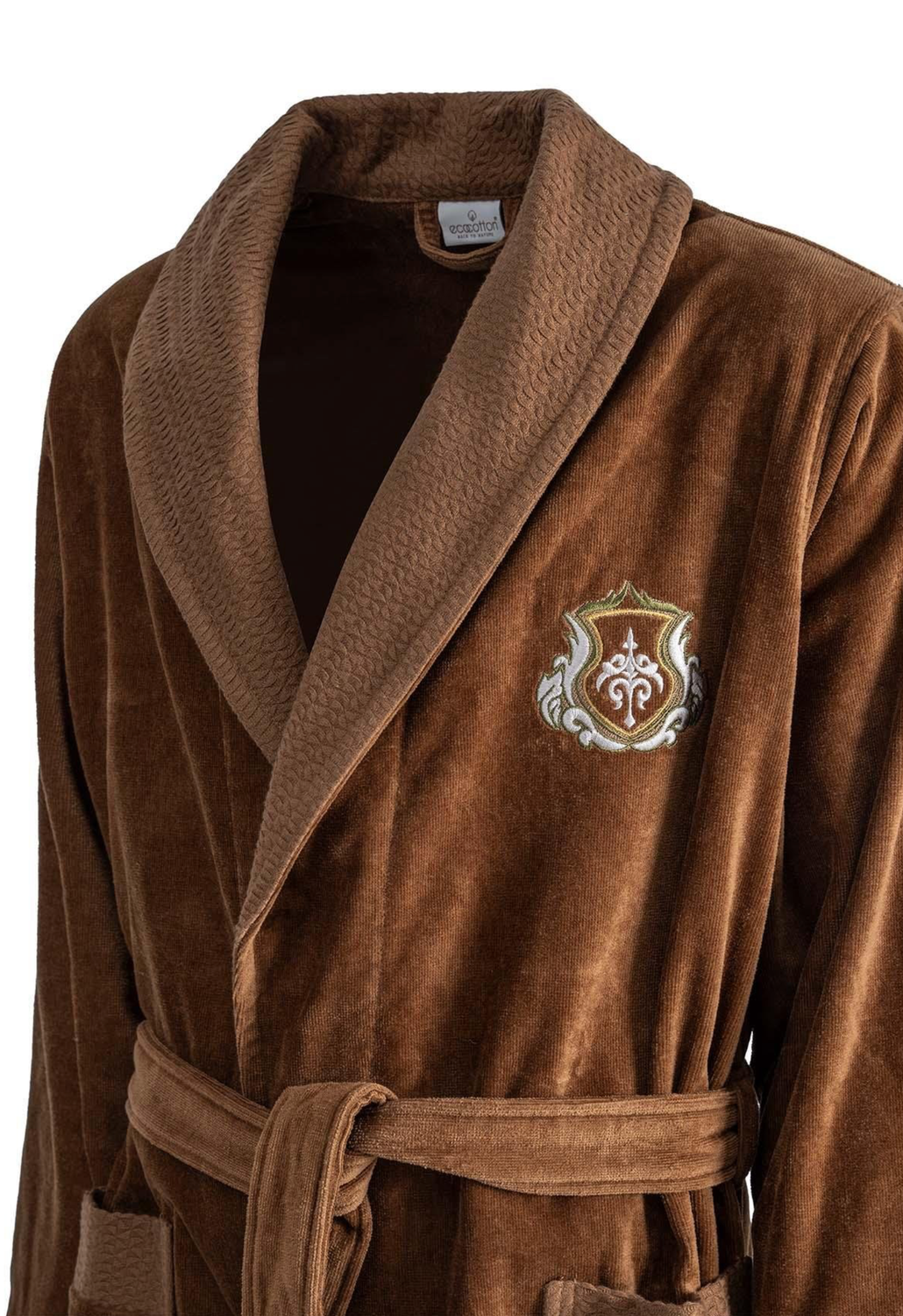 Ecocotton Farah Family Bathrobe Set 100% Organic Cotton Embroidered Green/Brown - M/L
