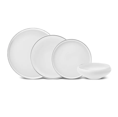 Karaca Streamline Sunset Platinum 6 Person Dinnerware Set, 24 Piece