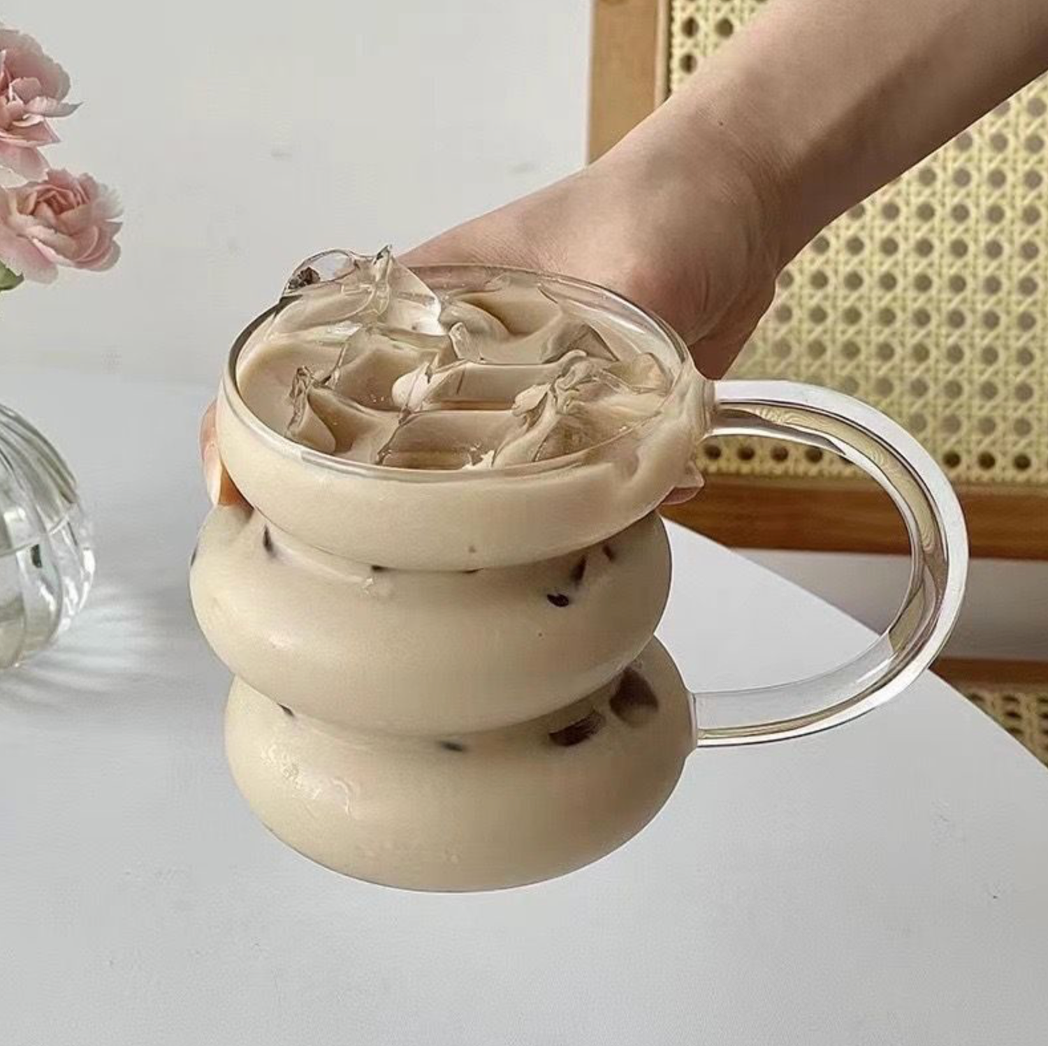 Wave twist glass mug | 2 pieces | 450 ml