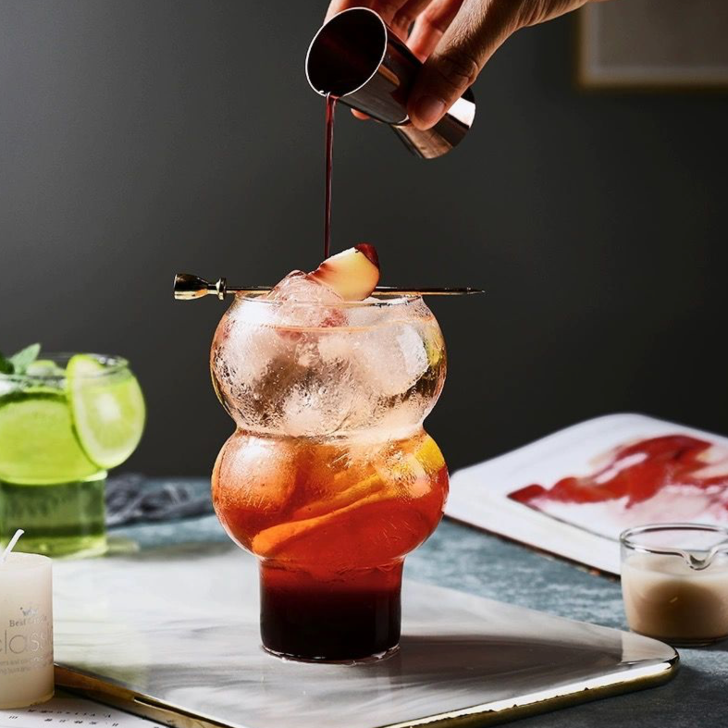 Wavy two bubble glass | 2 pieces | 380 ml