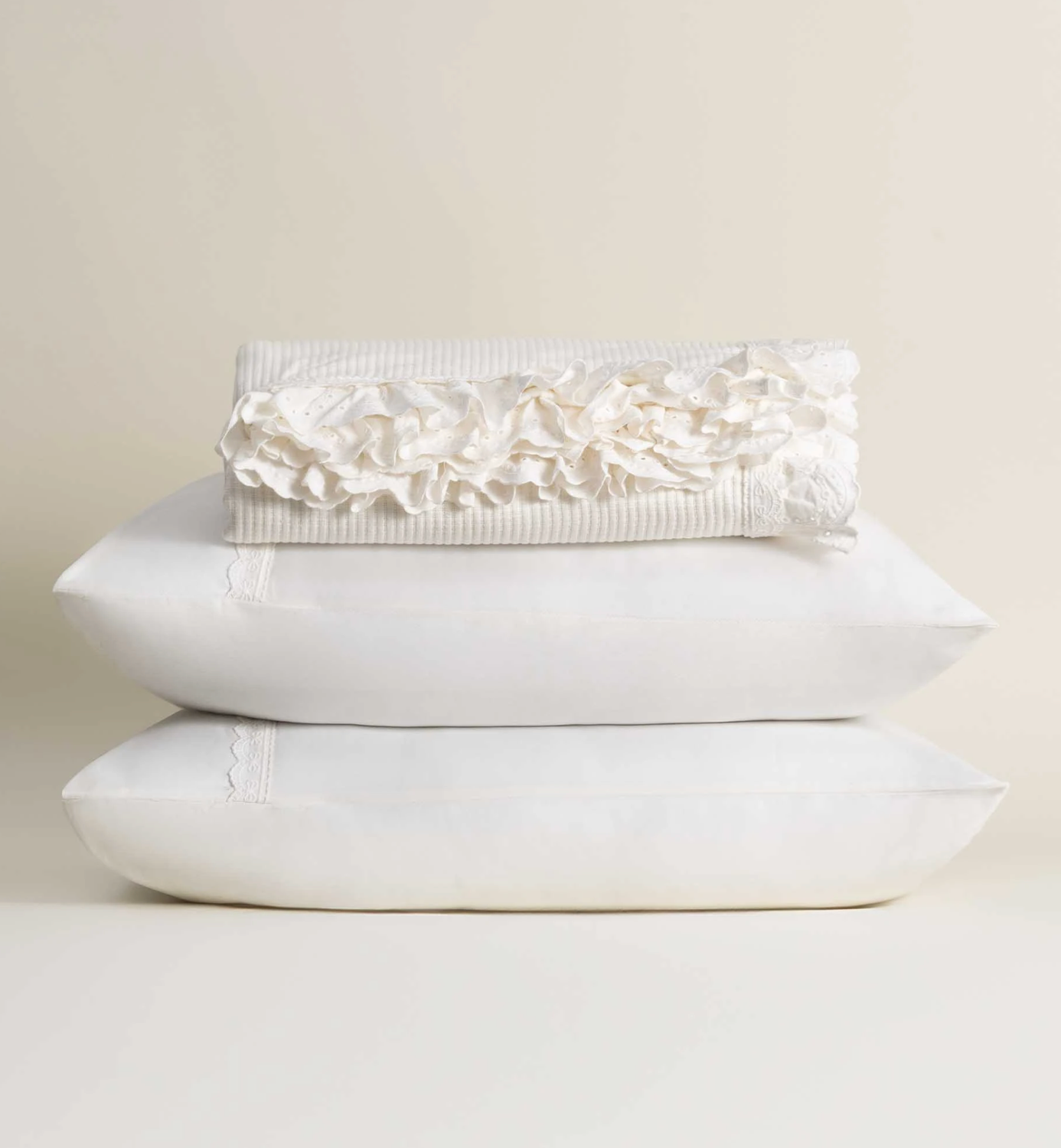 Ecocotton Dina Tweepersoons sprei Set 100% Organisch Katoen Crème 240X260cm