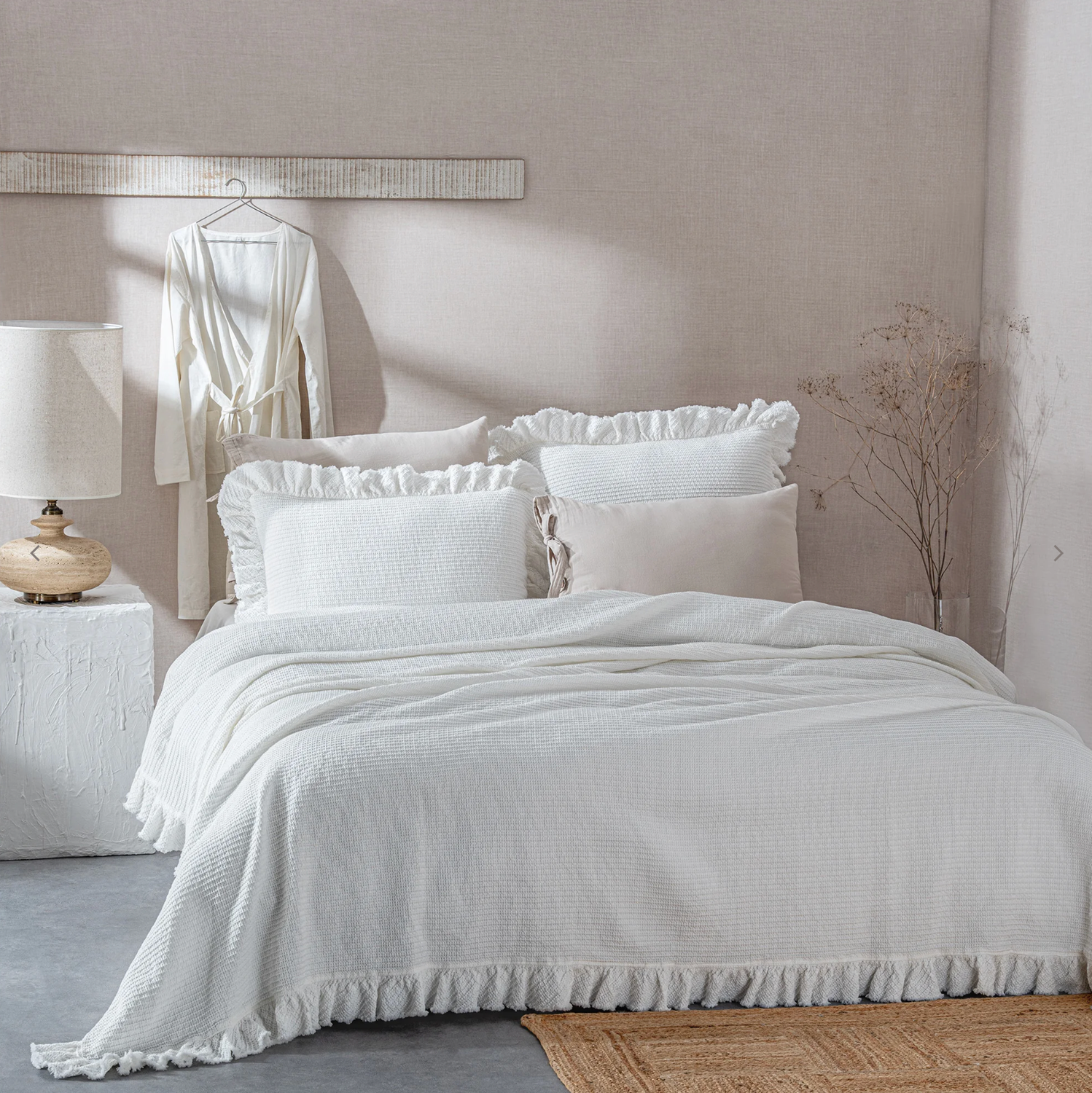 Ecocotton Dina Tweepersoons sprei Set 100% Organisch Katoen Crème 240X260cm