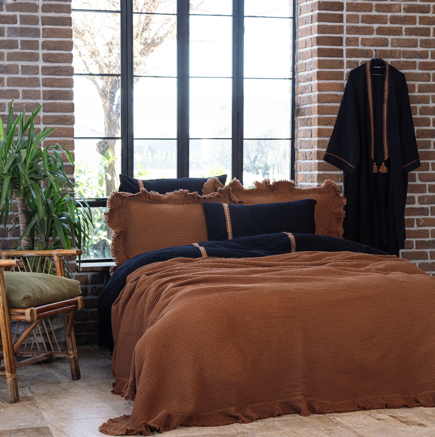 Ecocotton Dina Two-person Bedspread Set 100% Organic Cotton Terra 240X260cm