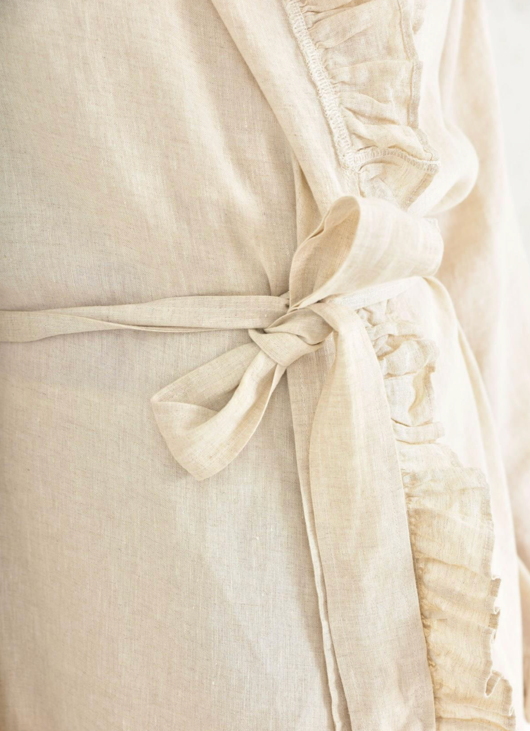 Ecocotton Miranda Women&#39;s Dressing Gown 100% Linen Piece Dye Cream