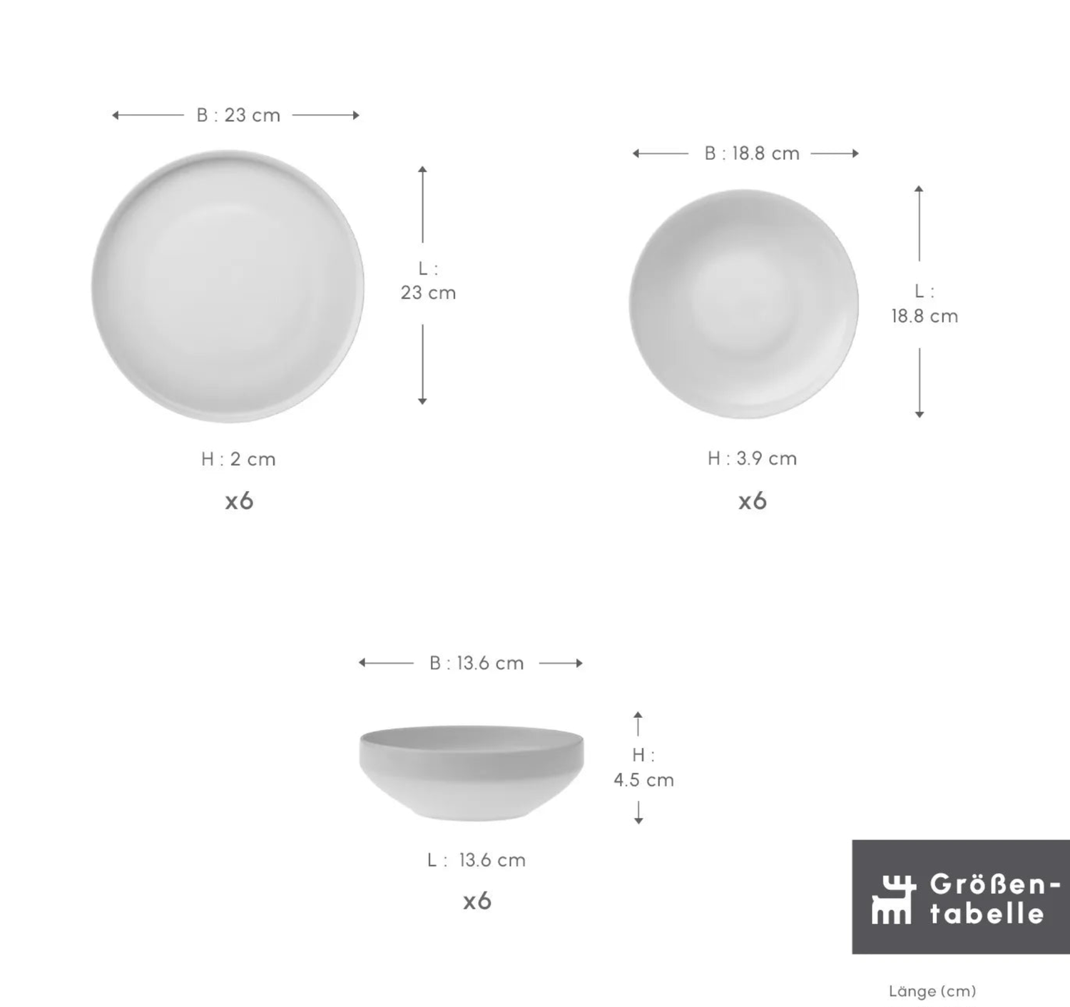 Karaca Felix 6-persoons servies, 18-delig, porselein, wit