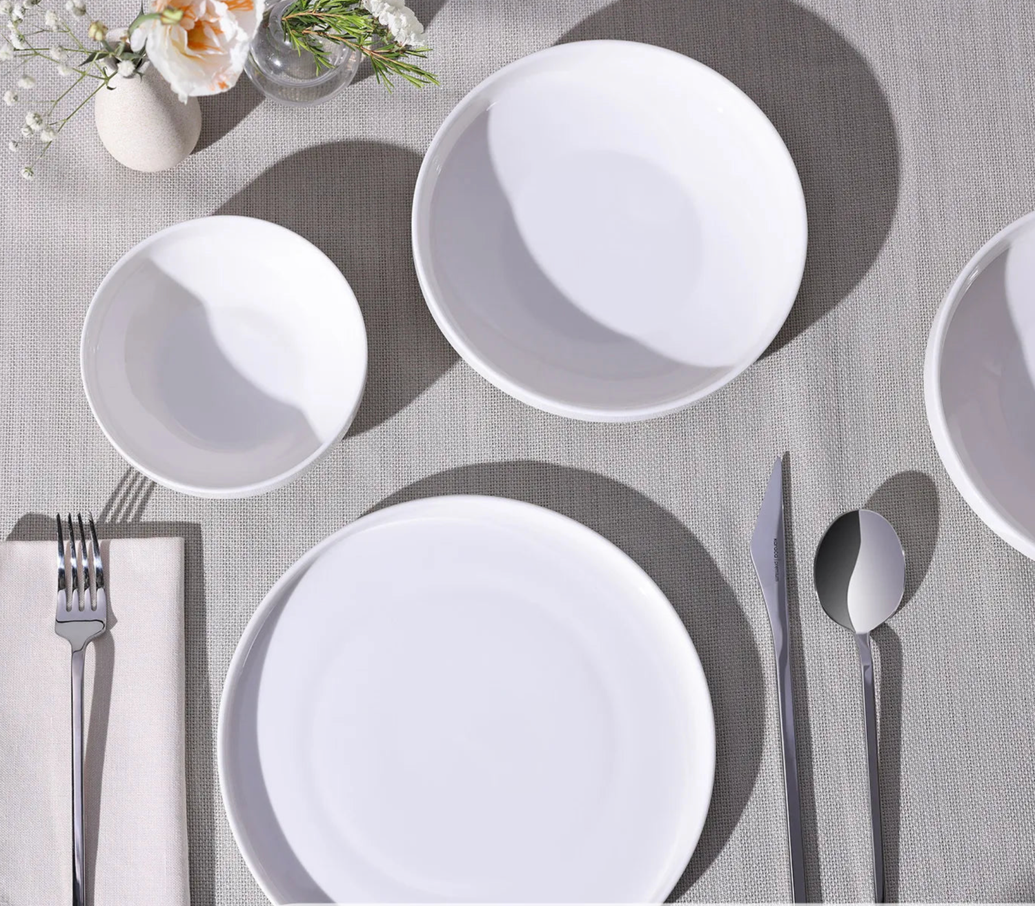 Karaca Felix 6-persoons servies, 18-delig, porselein, wit