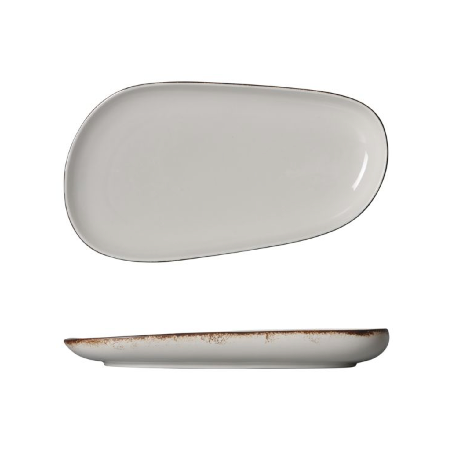 Bricard Porcelain Royan 6-Person | 25-Piece Dinnerware Set White - Brown