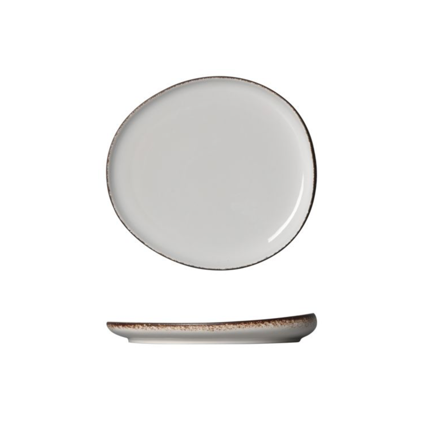 Bricard Porcelain Royan 6-Person | 25-Piece Dinnerware Set White - Brown