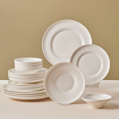 Karaca Streamline Selene 24 Piece Dinnerware Set for 6 Person, White