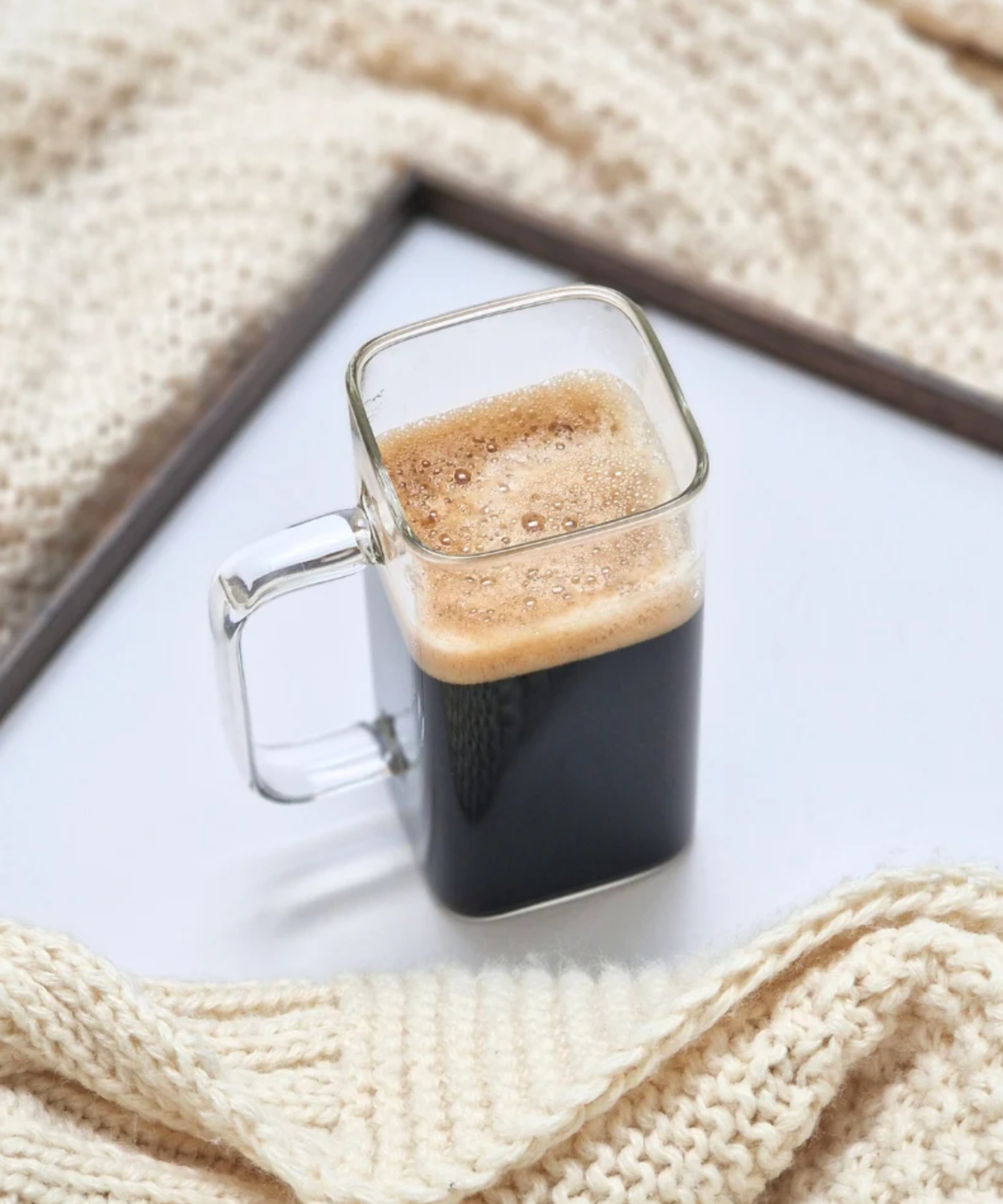 Square rectangular glass mug | 2 pieces | 350 ml