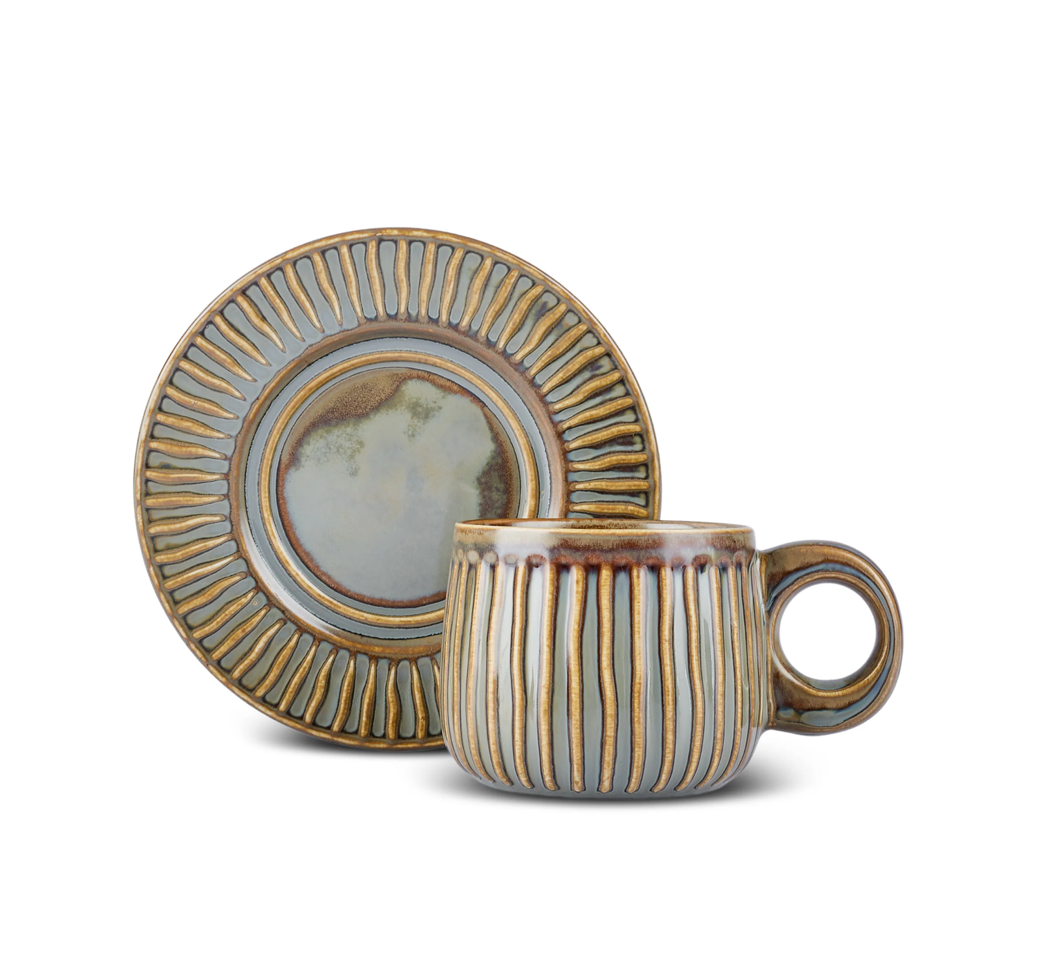 Karaca Arthur Green &amp; Blue teacup set for 2 persons, 260 ml