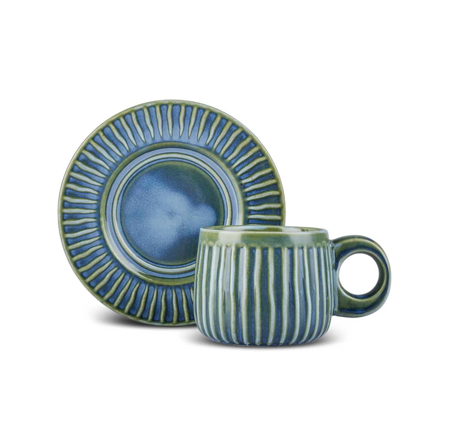 Karaca Arthur Green &amp; Blue teacup set for 2 persons, 260 ml