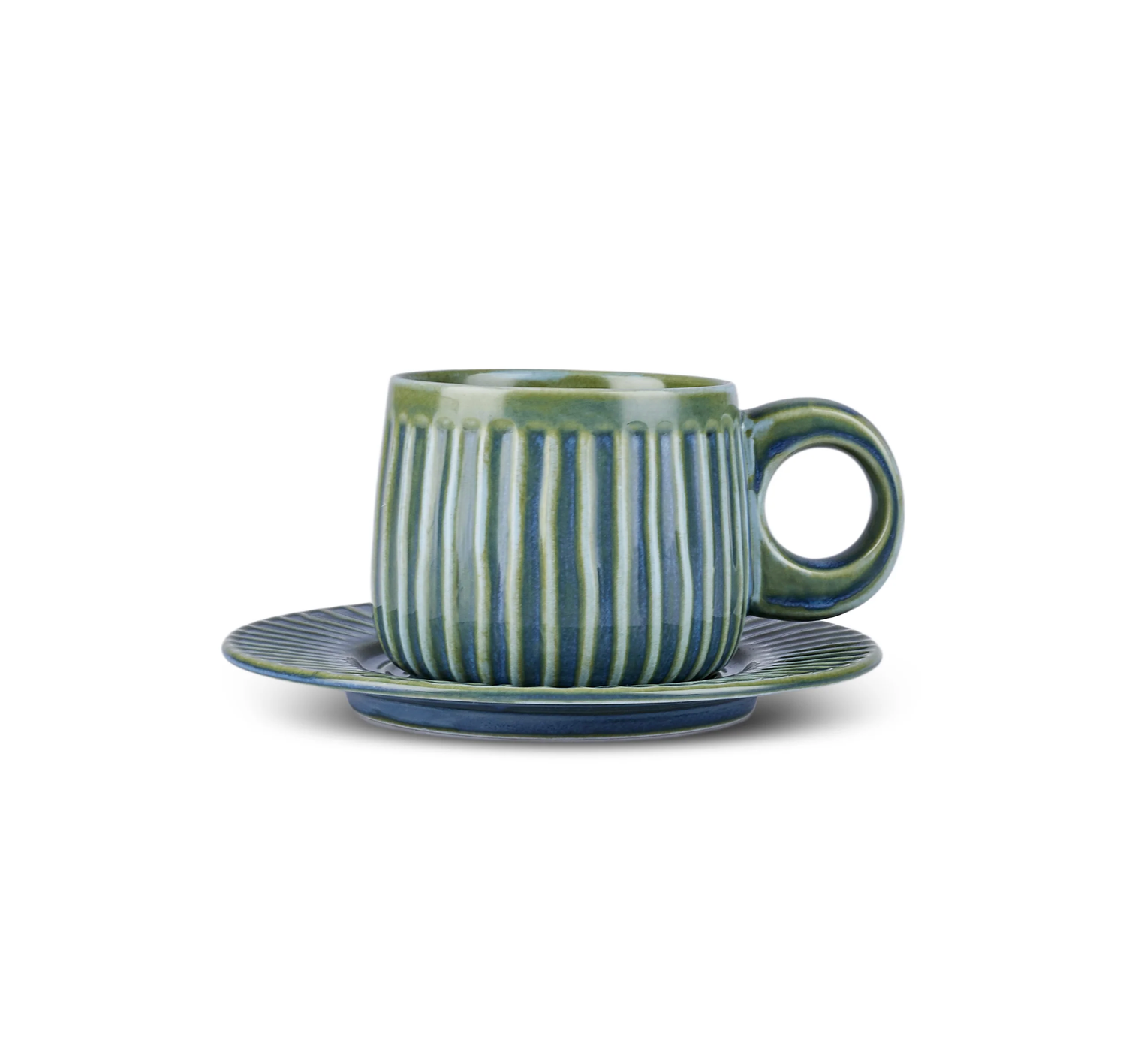 Karaca Arthur Green &amp; Blue teacup set for 2 persons, 260 ml